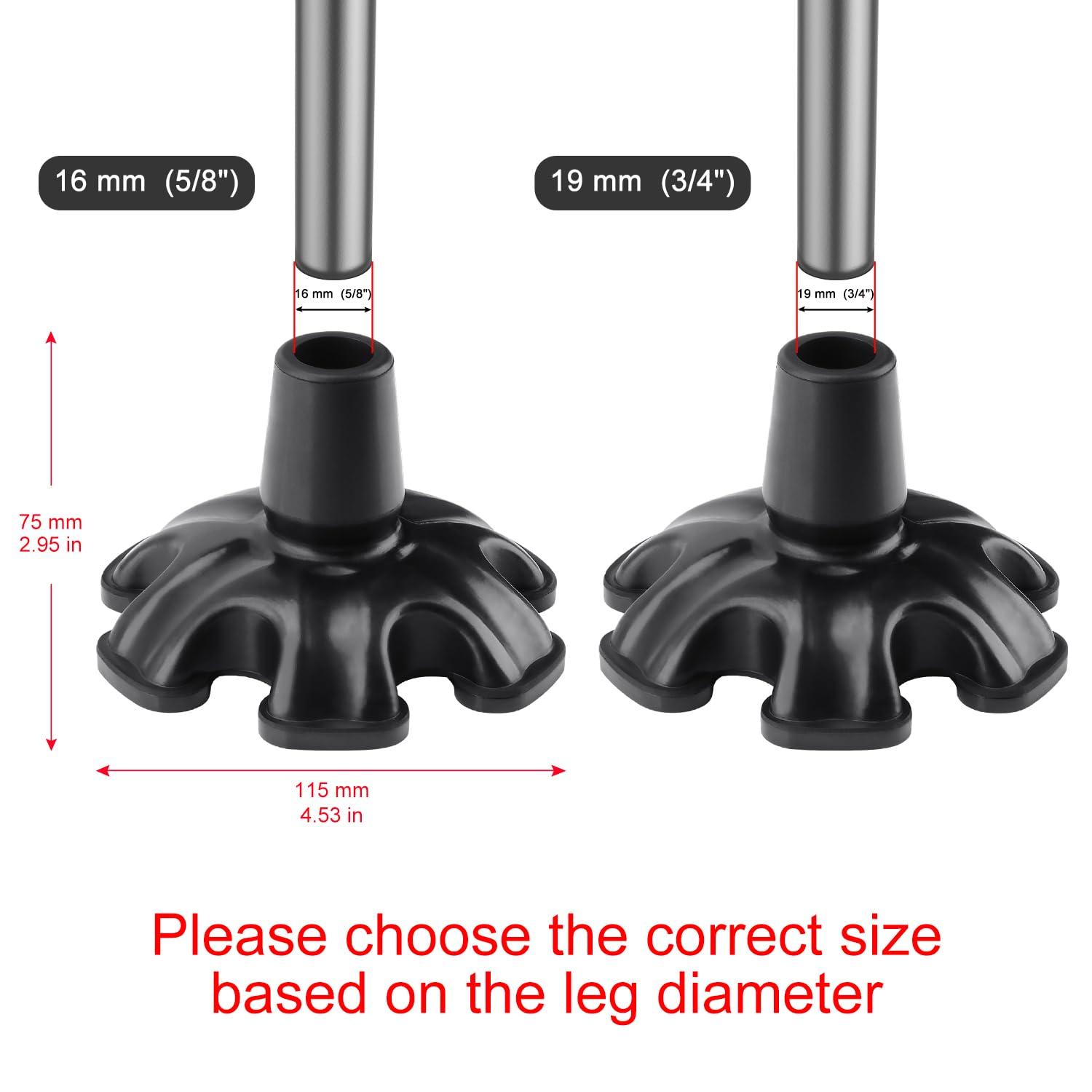 supregear supregear Cane Tip with 6 Prong, Non-Slip 6 Support Rubber Cane Tip Self Standing Replacement Cane Tip for 3/4 (0.75) Inch Diameter Standard Walking Cane Folding Cane Cane Accessory, Black