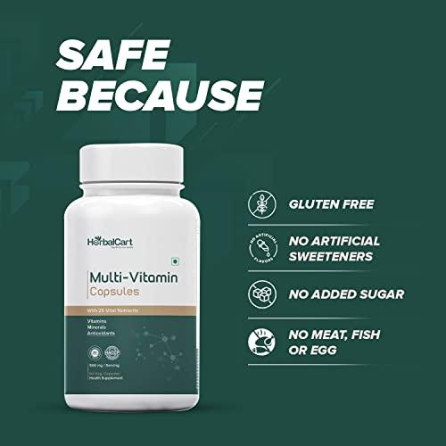 HerbalCart HerbalCart Multivitamin with 25 Essential Nutrients, Antioxidants, Minerals, and Vitamins A, B, C, D (500mg/Serving)