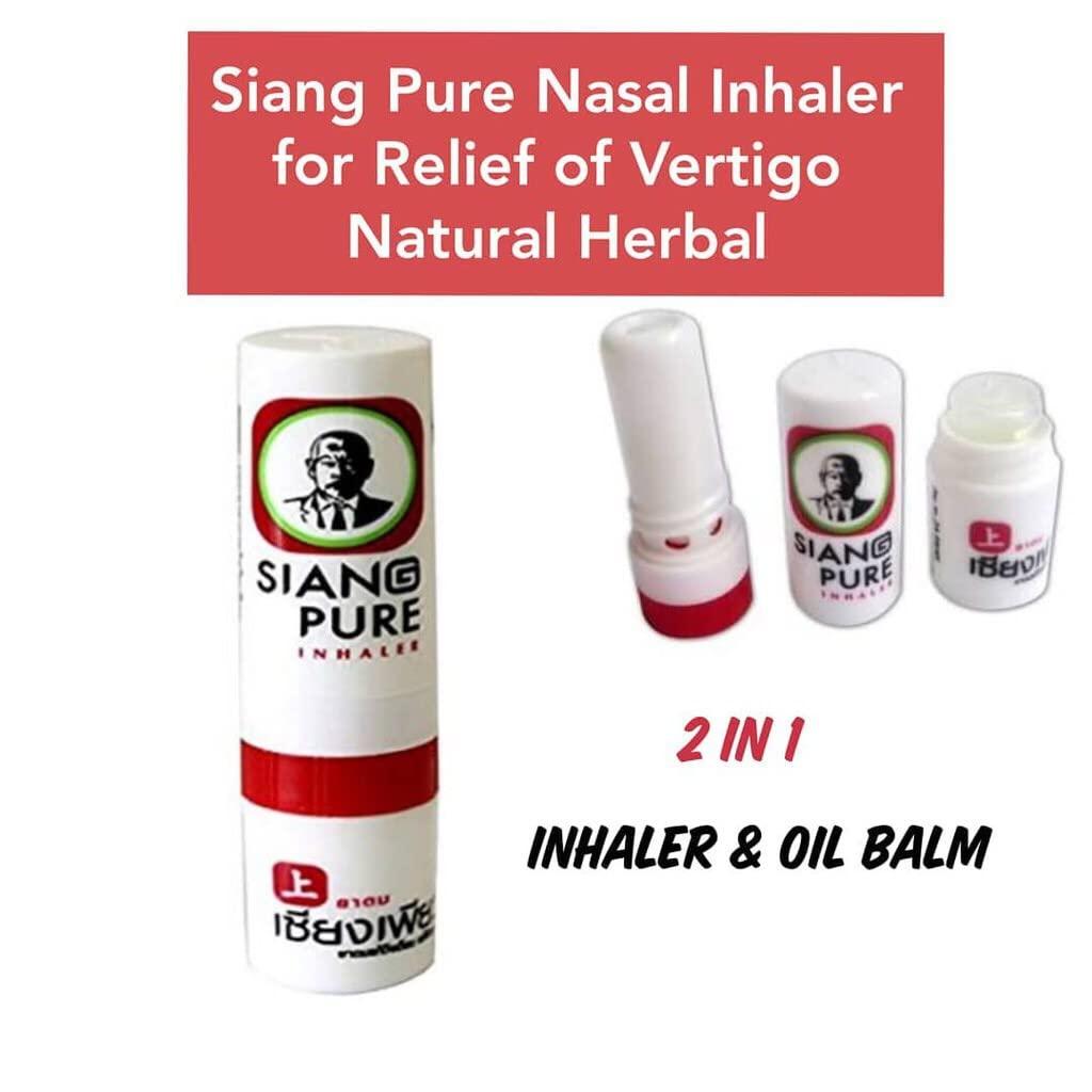 MISTYCDEP SIANG PURE Nasal Relief Inhaler | 2 in 1 Inhaler | Refreshing And Aroma Oil Stick For Relief Of Nasal Congestion And Vertigo | Product Of Thailand (3 pcs)