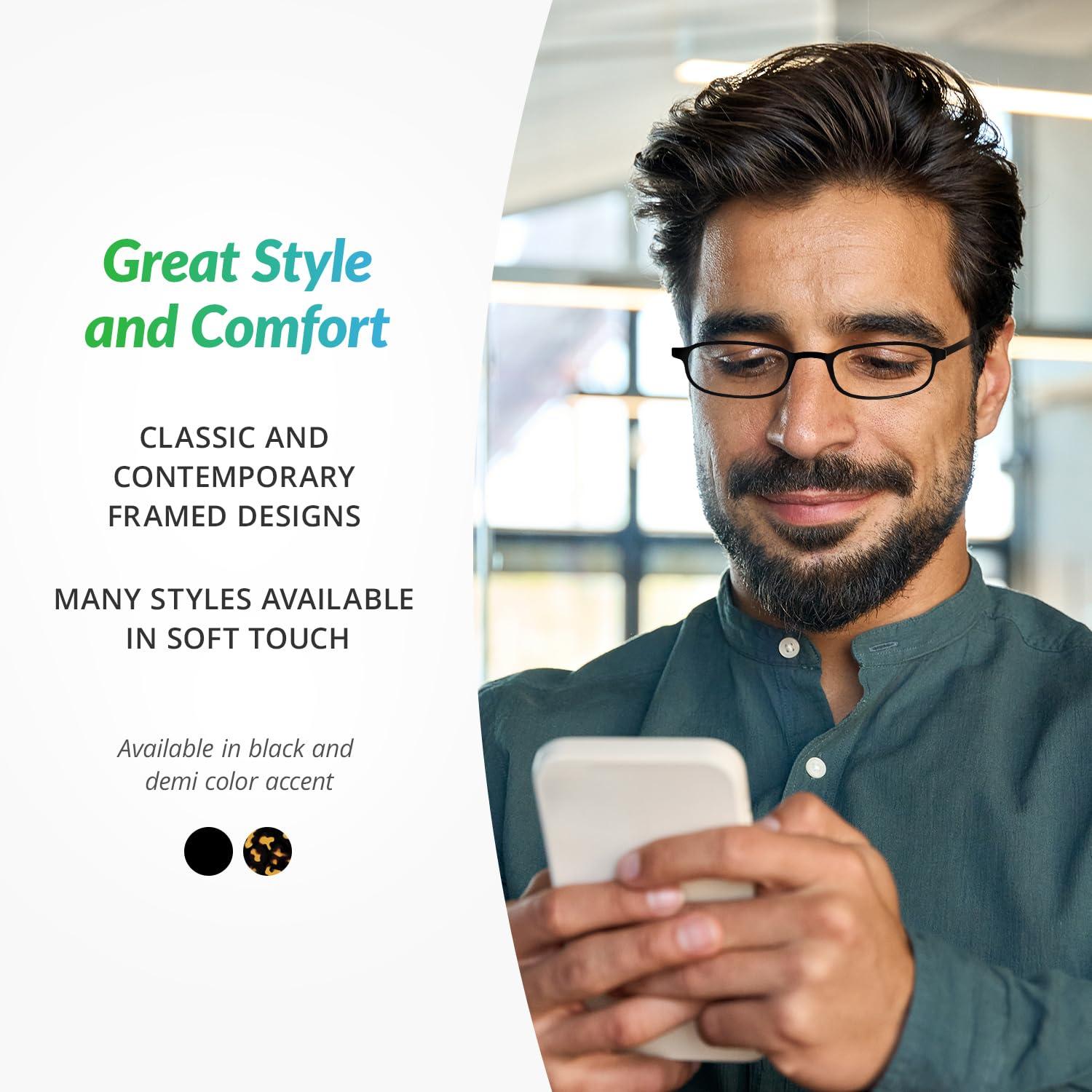 Select-A-Vision SAV Eyewear (Select-A-Vision) Flex 2 Flexible Oval Reading Glasses 5020 Brown, 2.50