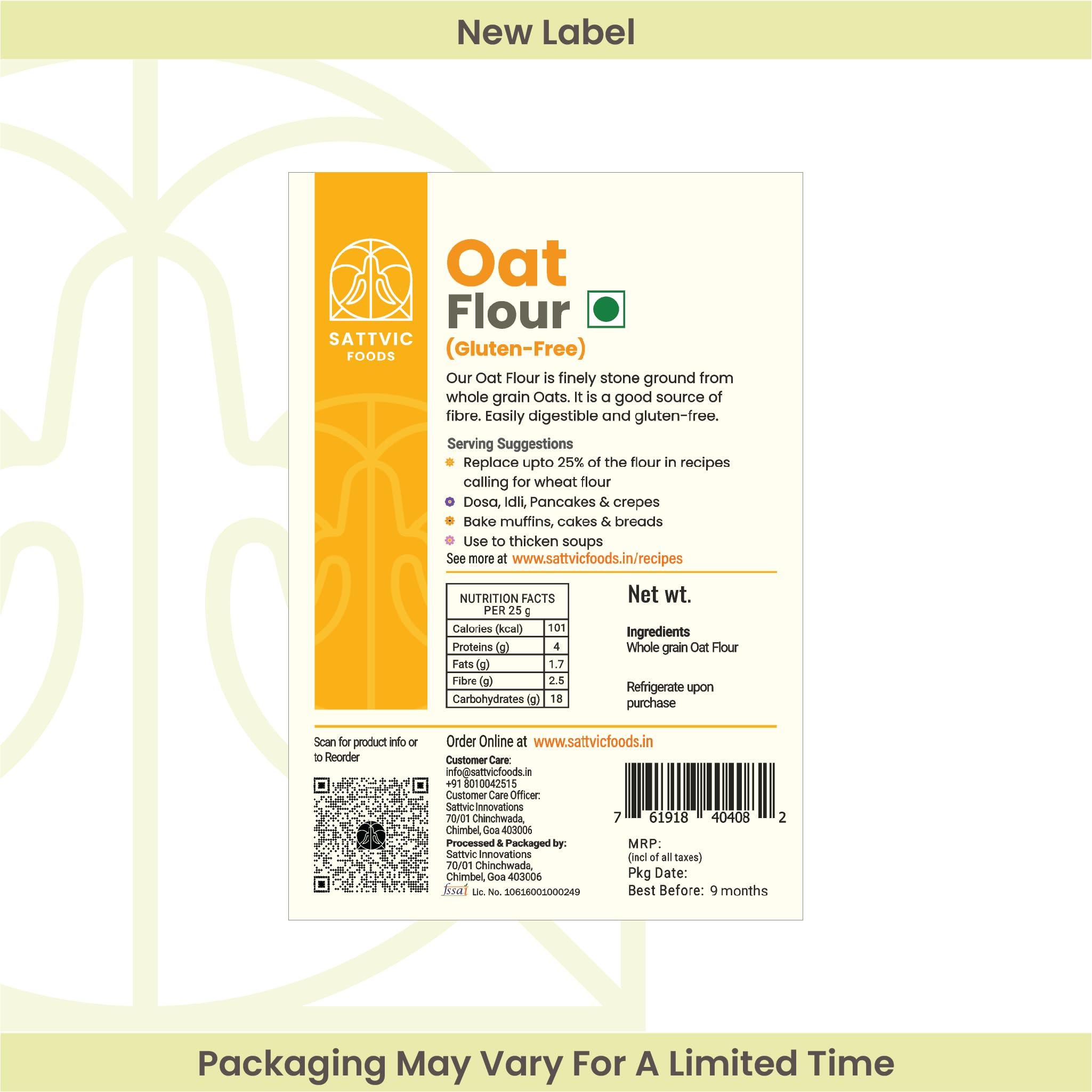 Sattvic Foods Sattvic Foods Oat Flour/Atta (1.5 kg) Stone Ground from Whole Grain Oats, Gluten-Free Low GI Superfood, High in Protein & Fibre | Use in Baking, Rotis, Chilla and Flour Blends