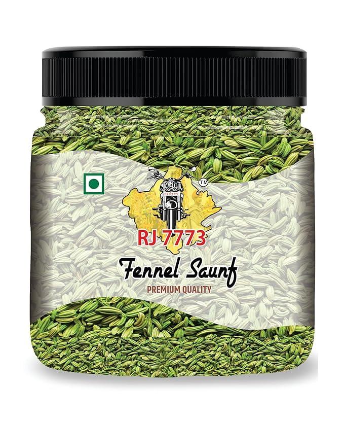 RJ 7773 RJ 7773 Organic Fennel Seeds | Glass Jar | Saunf, Variyali | Perumjeerakam Whole Spices Sombu Whole | Fennel Seeds Saunf | Saunf Rich Flavour (500g)