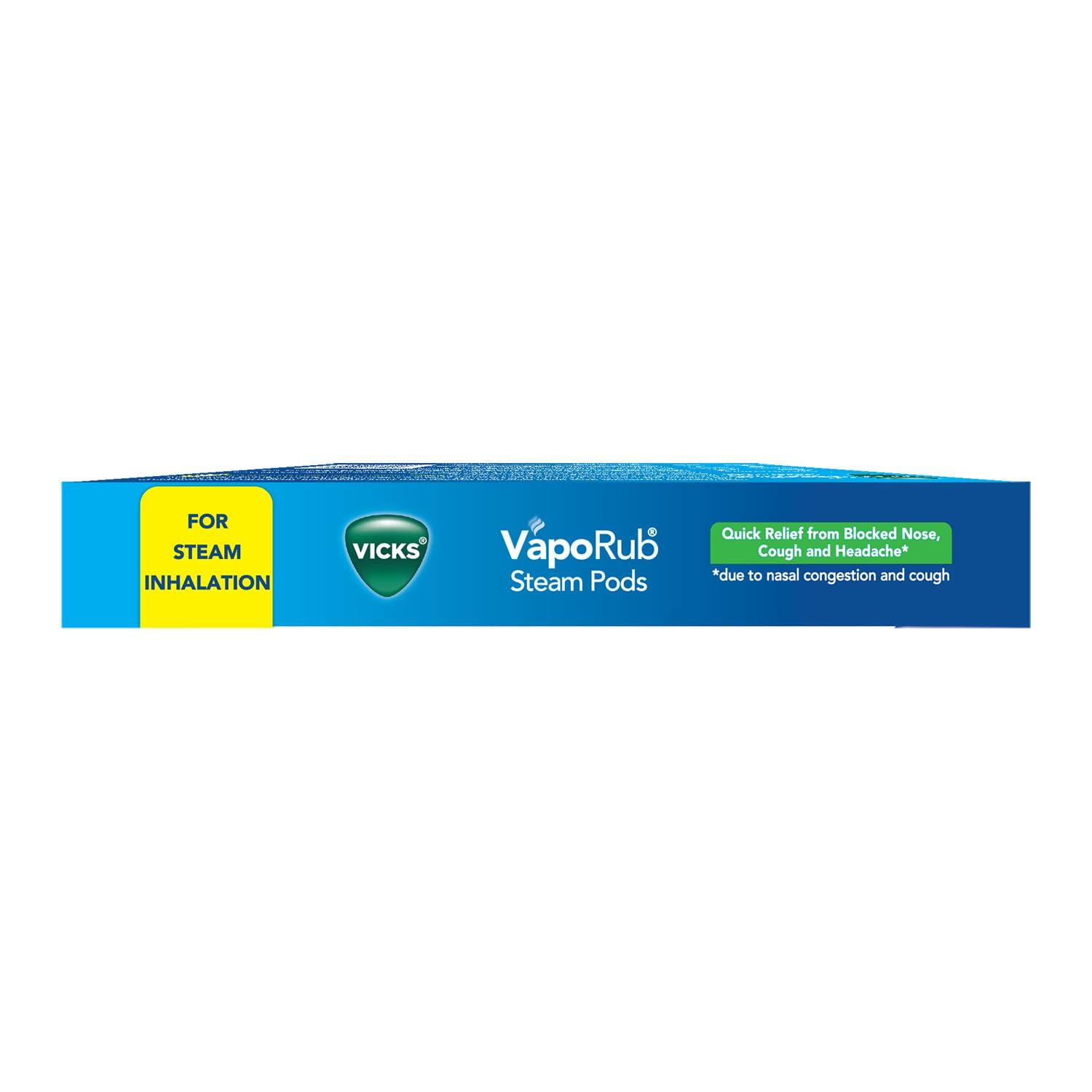 Vicks Vicks VapoRub SteamPods 10s, For Steam Inhalation, Quick relief from blocked nose, sinus congestion, headache, and cough due to cold. (Pack of 2)