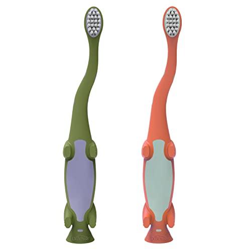 Dr. Brown\'s Dr. Brown\'s Toddler Toothbrush, Dinosaur, Green and Orange, 2-Pack
