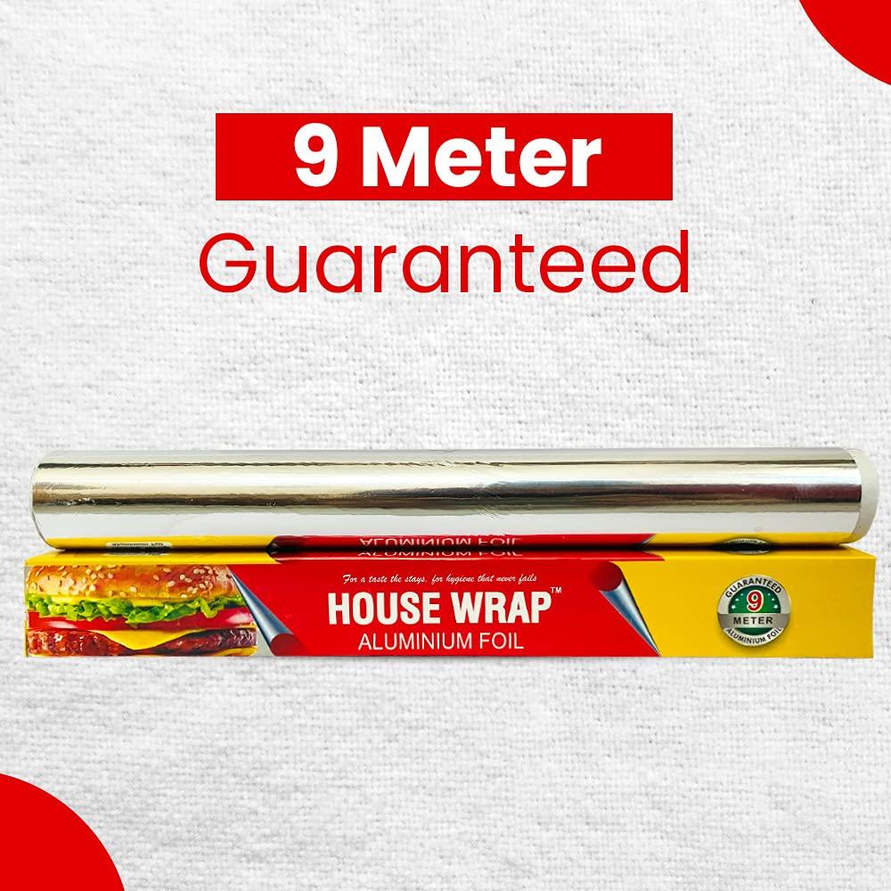 House wrap House Wrap Aluminium Foil 70g (40+30g) for Food Packing, Cooking, Baking - Aluminium Foil 9 Meter Net Guaranteed 11 Microns in Thickness for Keeping Food Warm (Pack of 3)