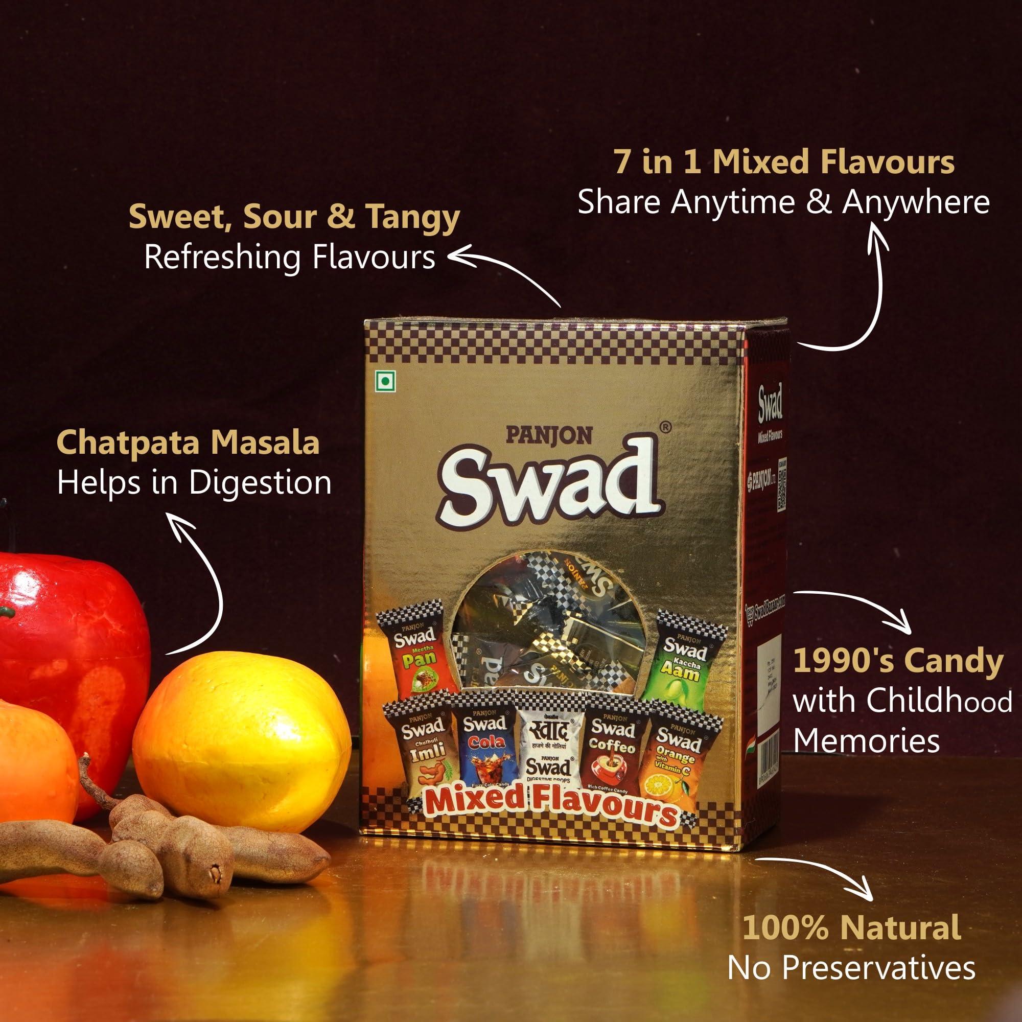 Swad Swad Gift Box, Mixed Flavours Candy (Imli, Pan, Kaccha Aam, Coffee, Cola, Orange) 125 Toffee x 2 Box Pack