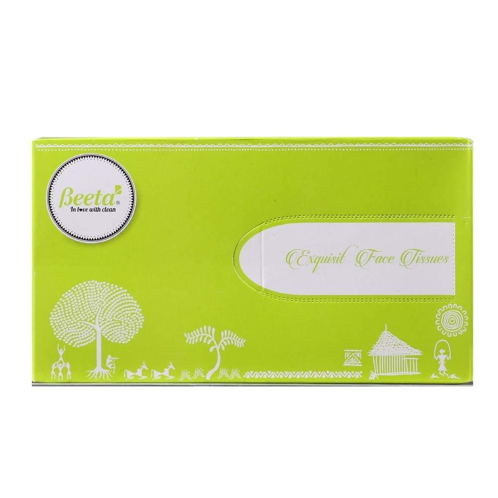 Beeta Beeta Tissue Box Facial Tissue for Home and Business Exq. Face Tissue Indian (Pack of 4)-Prime Soft and Highly Absorbent 100% Natural Cellulose Fiber