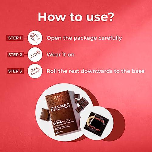 Mojocare Mojocare Excites Extra Dotted Chocolate Condoms for Men - 10 Sheets | Enhanced Stimulation | Improve Endurance | Extra Lubrication | Chocolate Flavor | 598 Dots