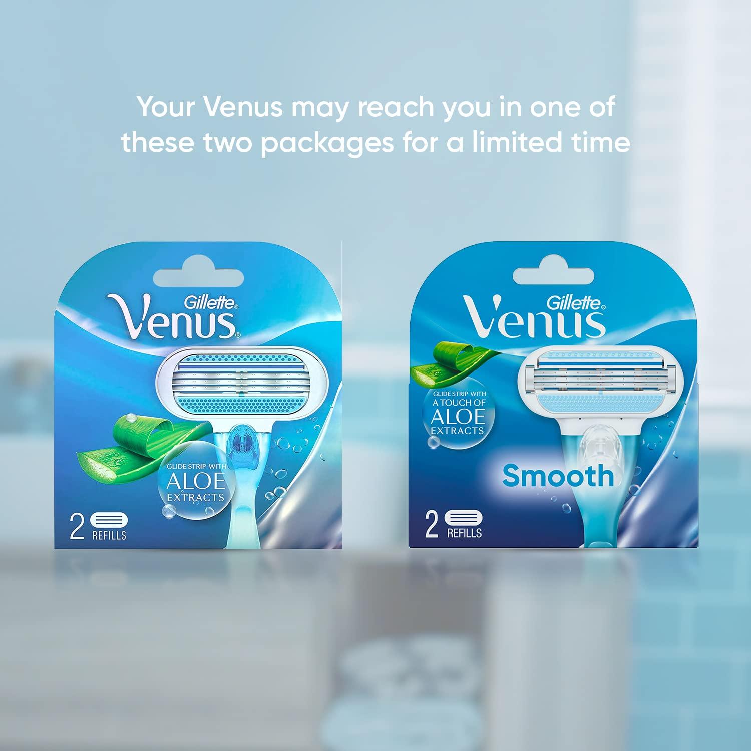 Gillette Venus Gillette Venus Hair Removal Razor Blades/Refills/Cartridges for Women - 4 Pieces (Aloe Vera Glidestrip) & Gillette Venus Simply Venus Pink Hair Removal for Women - 5 razors (B4G1)