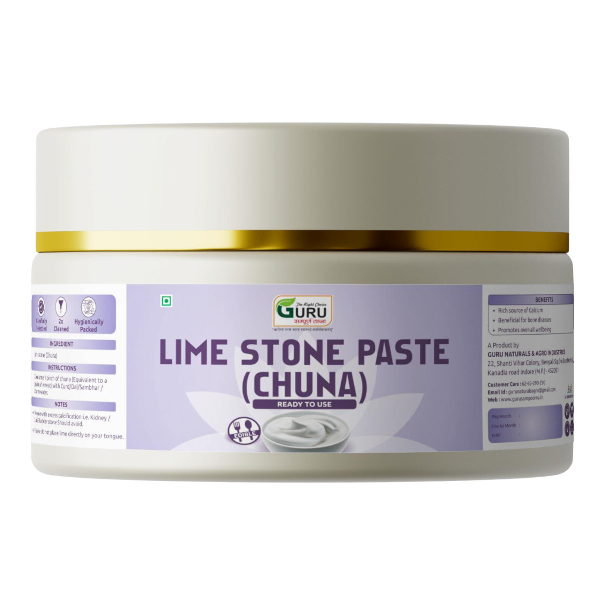 GURU SAMPOORNA TAAJA GURU Edible Limestone (Chuna Paste) :- 75 gm | Good for Bone Health | Rich in Calcium | Paan Chuna Paste