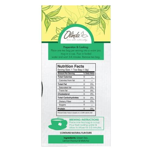 Olinda OLINDA Matcha Lemon Green Tea, 50 gm (25 Tea Bags, 2 gm per sachet)