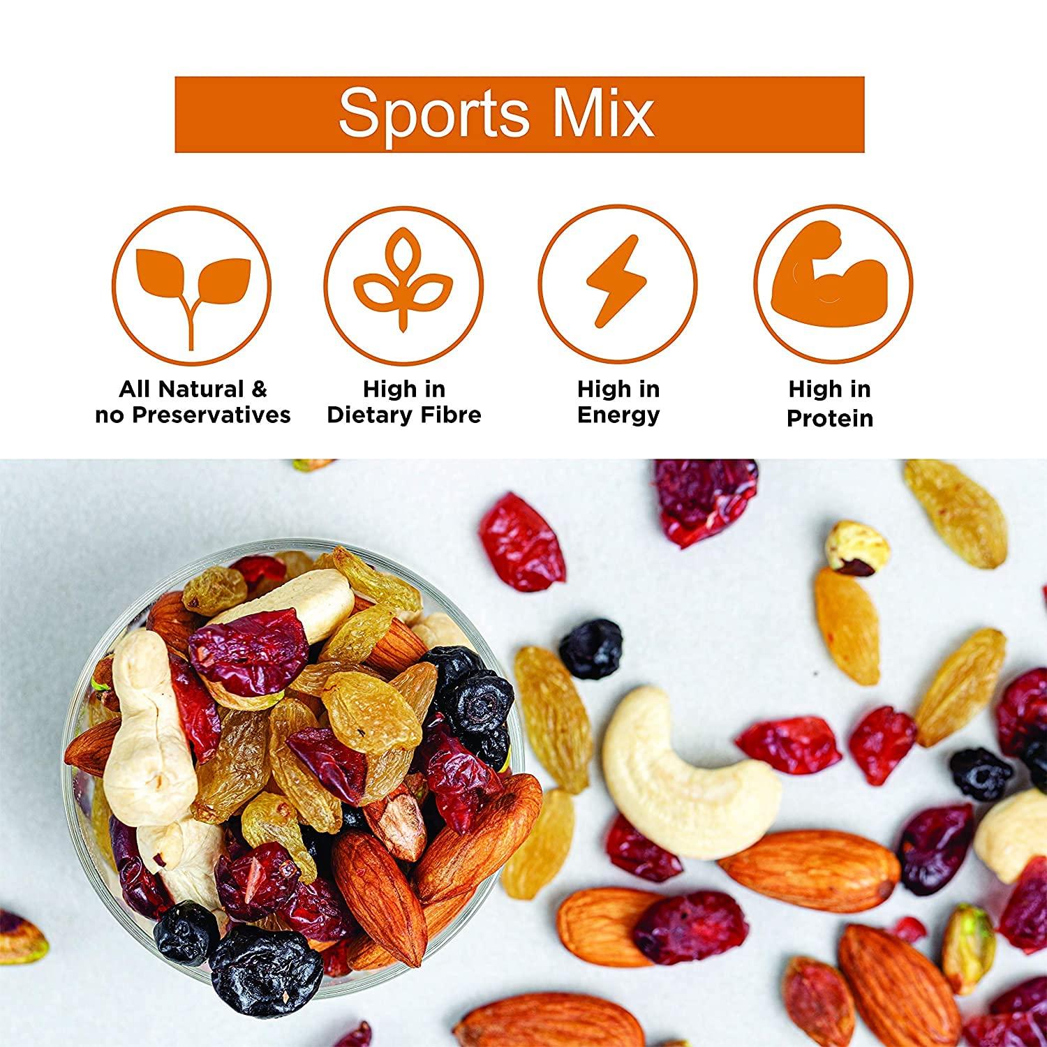 NUTTY GRITTIES Nutty Gritties Sports Mix (Almonds, Cashews, Pistachios, Cranberries, Blueberries, Raisins), Pack of 10-30g Each, 300g