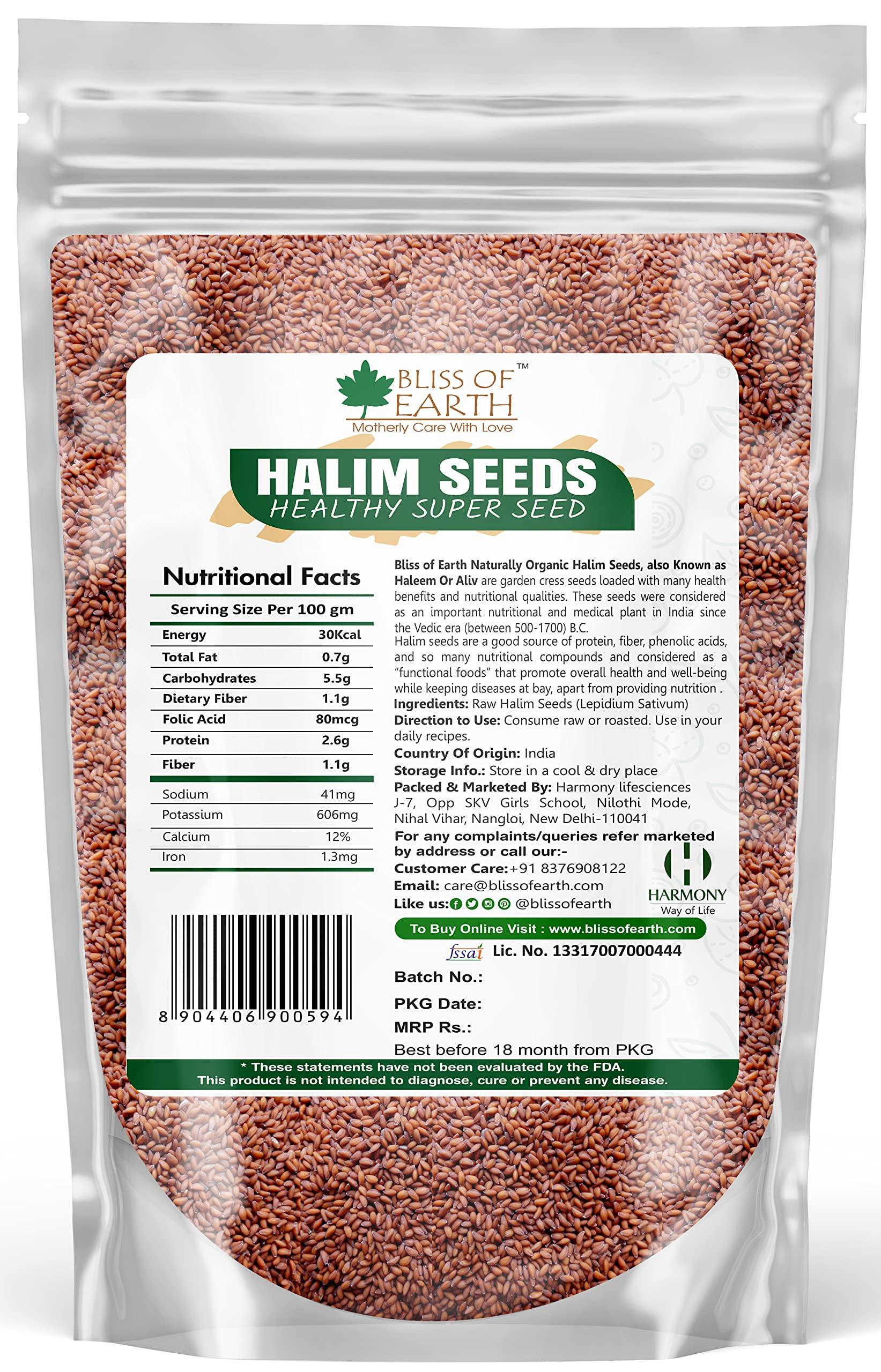 BLISS OF EARTH Bliss Of Earth Halim Seeds Organic for Eating, Aliv Seeds for Hair & Immunity Booster Foods Pack of 2x600gm