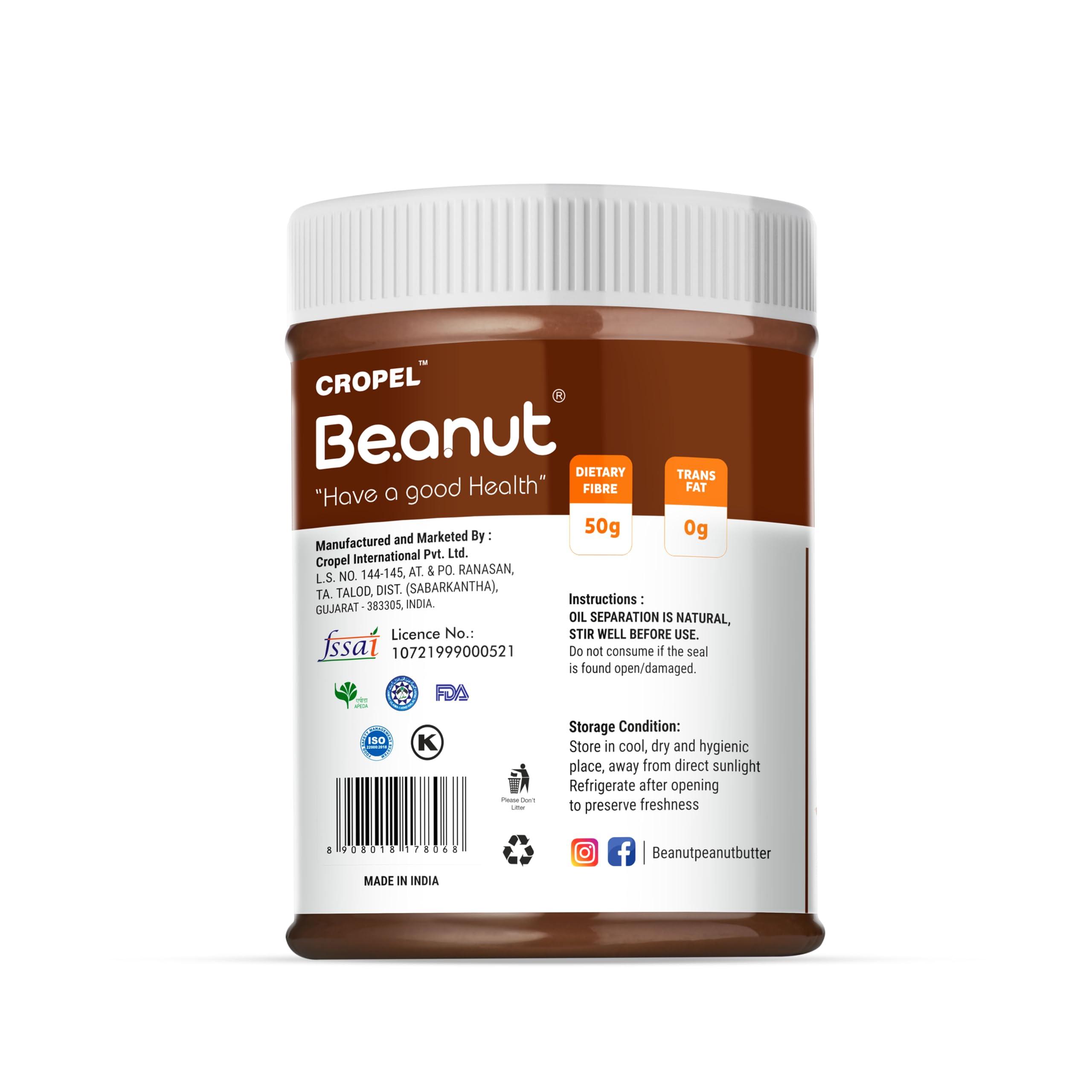 Beanut Beanut Chocolate Peanut Butter Creamy - 1kg | Classic Peanut Butter with Rich Fiber | Non-GMO, Gluten Free, Vegan & Cholesterol Free