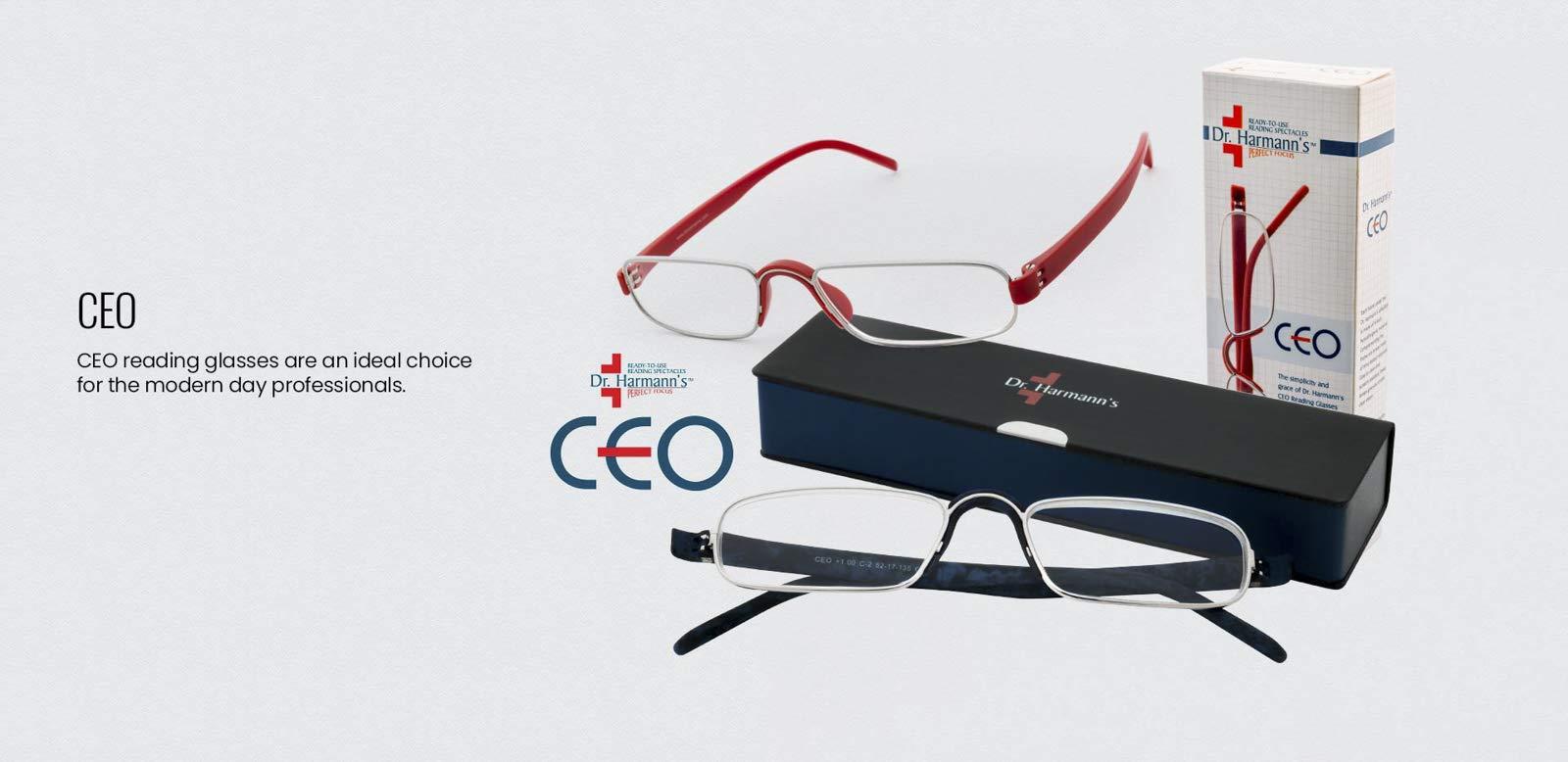 Dr.Harmann's Dr.Harmann's Rectangular Reading Glasses (Blue) (CEO +1.00)