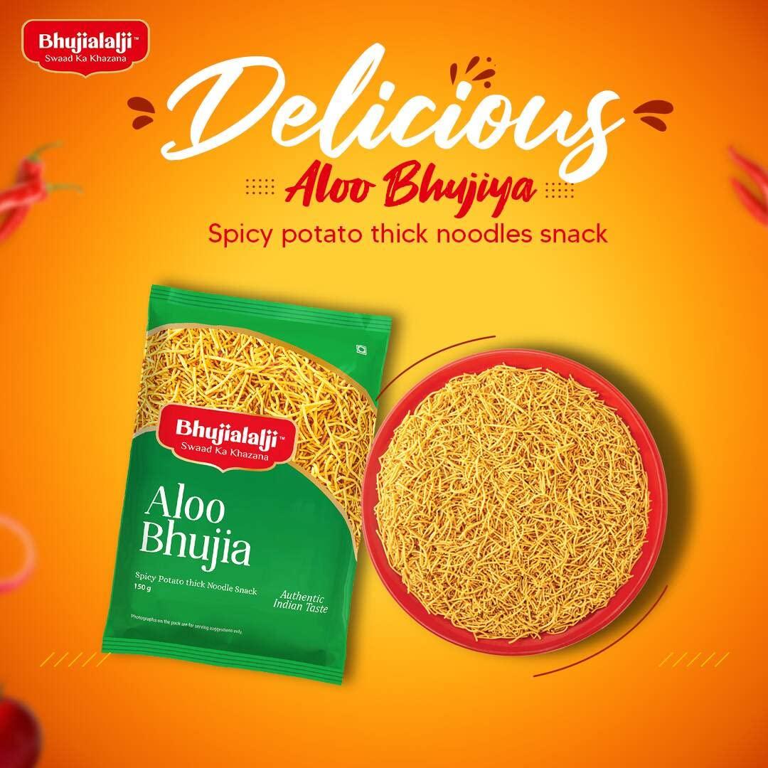 BHUJIALALJI Bhujialalji Aloo and Bikaneri Bhujia (pack of 4) 4kg| All time favourite indian snacks/Namkeen | Ready to eat | Crsipy & Light snacks