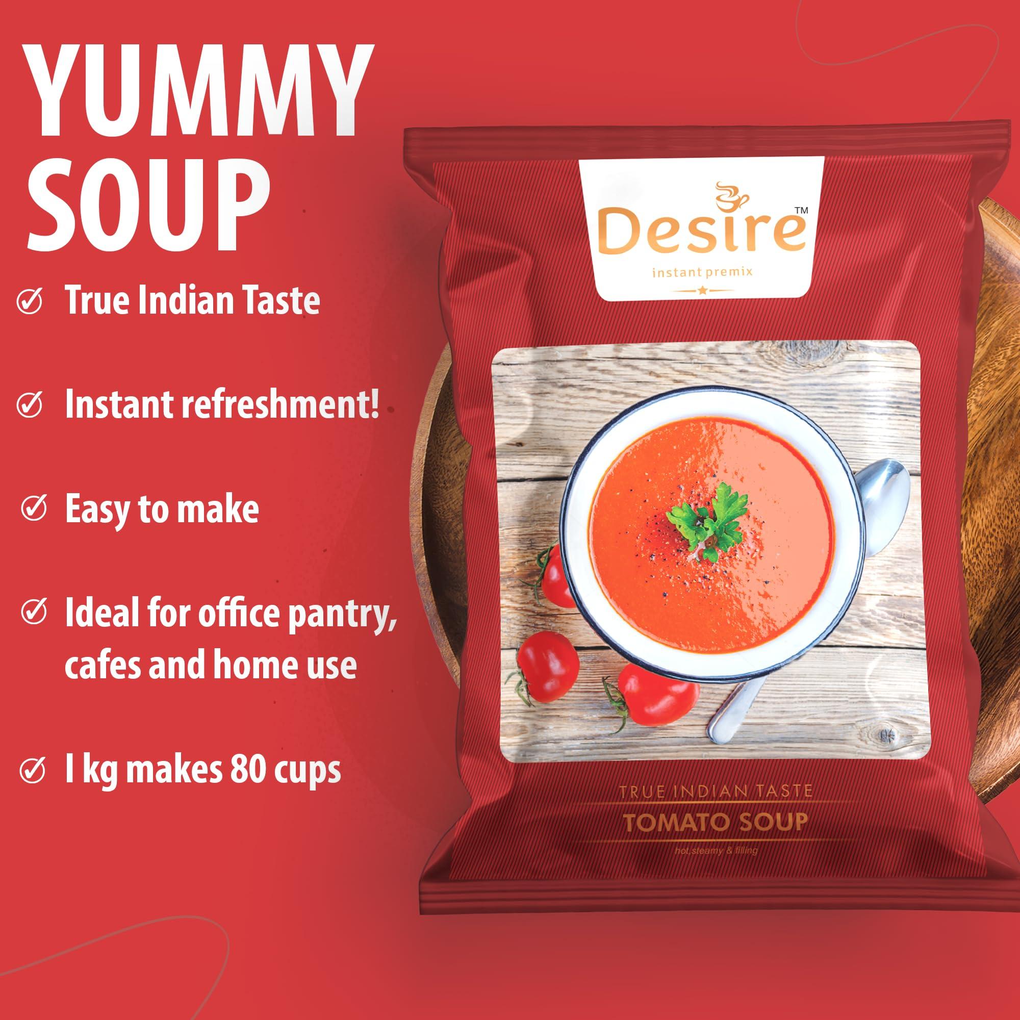 Desire Desire Instant Premix Jain Food Tomato Soup Pack - Fresh Tomatoes 500g Readymade Soup Packet - Just Add Hot Water (Jain Tomato Soup)