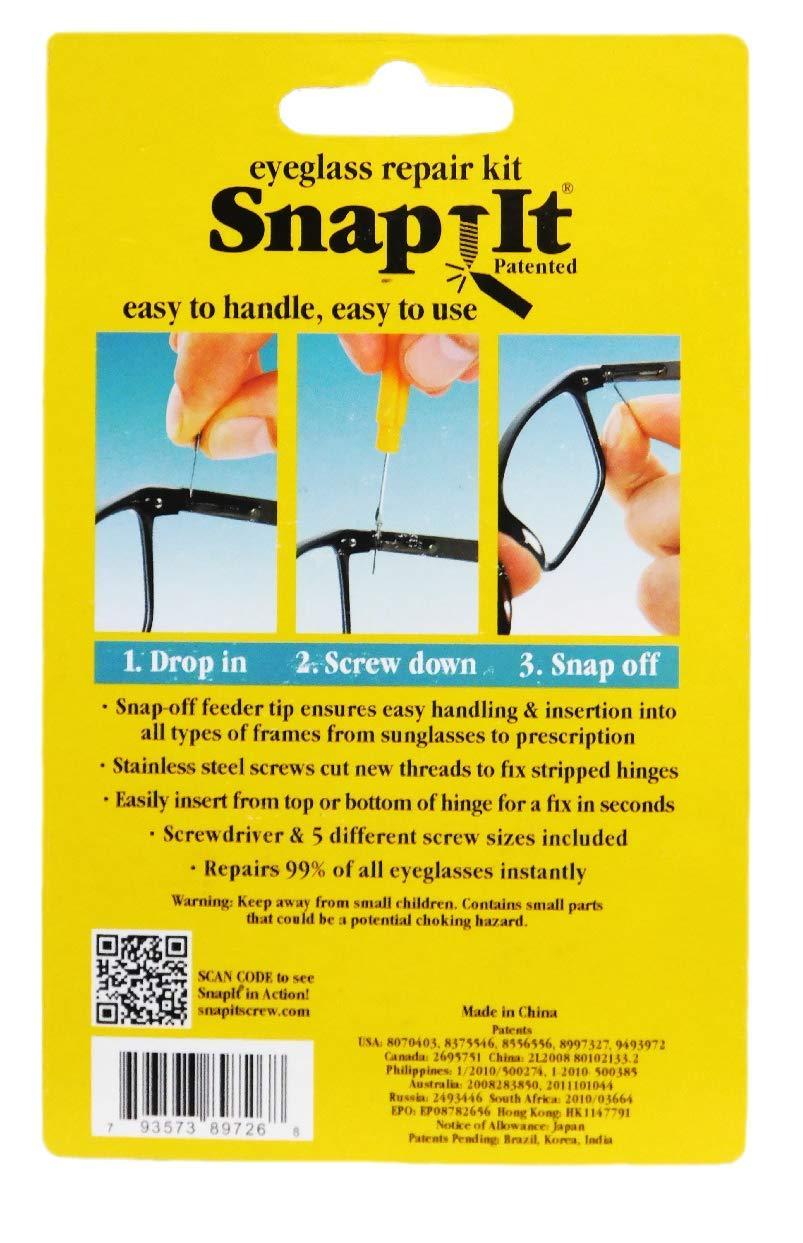 Snapit Snapit EyeGlass Repair Kit, With Long Easy Fit Screws And Micro Screwdriver. Perfect For Fixing Sunglasses, Spectacles, Glasses And Reading Glasses. Used By Opticians.