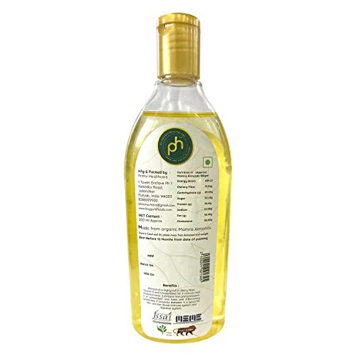 PH PHs Organic Kashmiri Mamra Almond Oil 200ml | Cold Pressed Watermill (Gharat) extracted in Kashmir valley | Extra Virgin | Mamra badam Rogan rich in Vitamin E good for Hair Skin and Diet