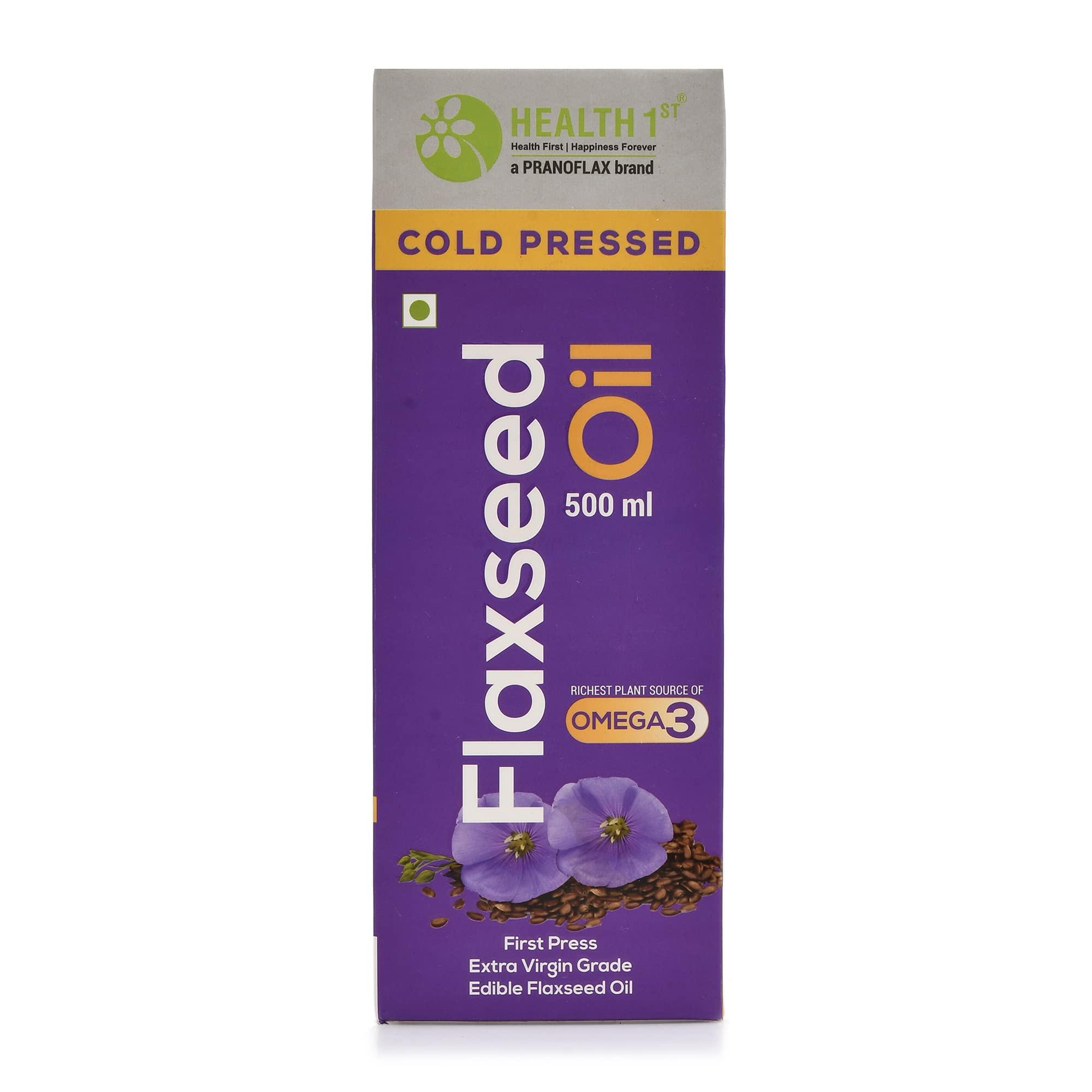 HEALTH 1st HEALTH 1st Cold Pressed Extra Virgin Flaxseed Oil (Alsi Oil), 500 ml, Good Source of Edible Omega 3,6,9