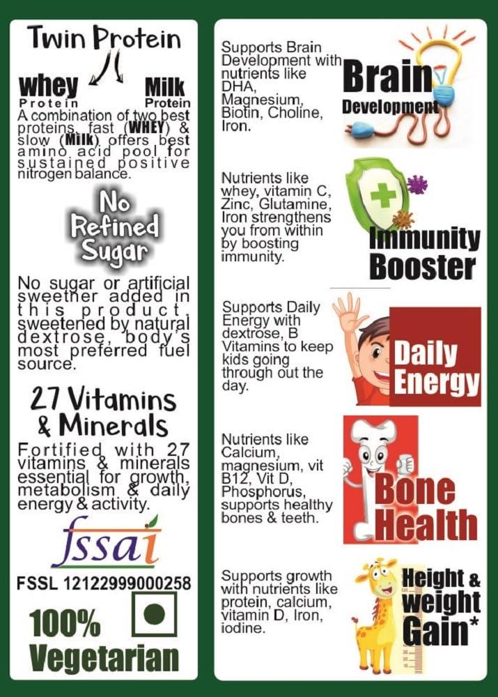 DEVELO Develo Whey Protein Powder for Little Kids, 2-12 years, Adolescent Children & Teenager Boys & Girls - 500g kesar Badam Flavour