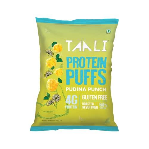 Taali Taali Jowar & Protein Puffs | 25 gm (Pack of 8) | Pudina Punch | Healthy Roasted Tasty Snacks, Ready to eat | 100% Veg, Gluten free products, No Cholesterol, No Trans-Fat