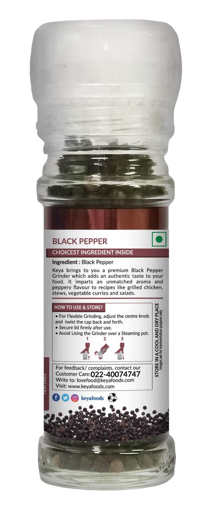KEYA Keya Srilankan Cinnamon Powder | Dalchini Powder | 100% Organic Ceylon Cinnamon | Sourced from Sri Lanka | 50g & Keya Black Pepper Grinder, Black Pepper Mill 50gm