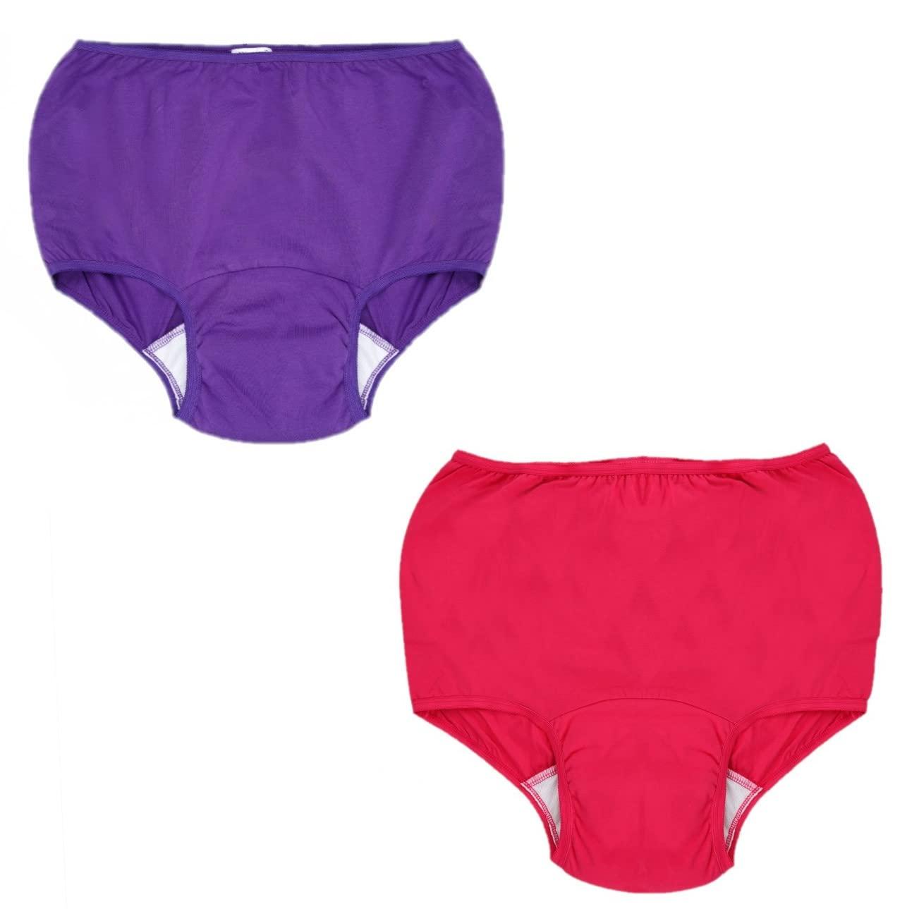 Wemyc Wemyc Incontinence Underwear For Women I Washable & Reusable I For Medium Leaks I Adult Diaper I Bedwetting Panty I Colour Raspberry & Purple (S)