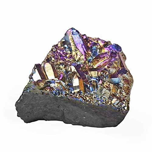 9Dzine 9Dzine Rainbow Aura Quartz, Titanium Aura Quartz,Rainbow Flame Titanium Aura Quartz Crystal Cluster,Druzy Titanium Aura Quartz Geode,Specimen 100-150 Gm Approx
