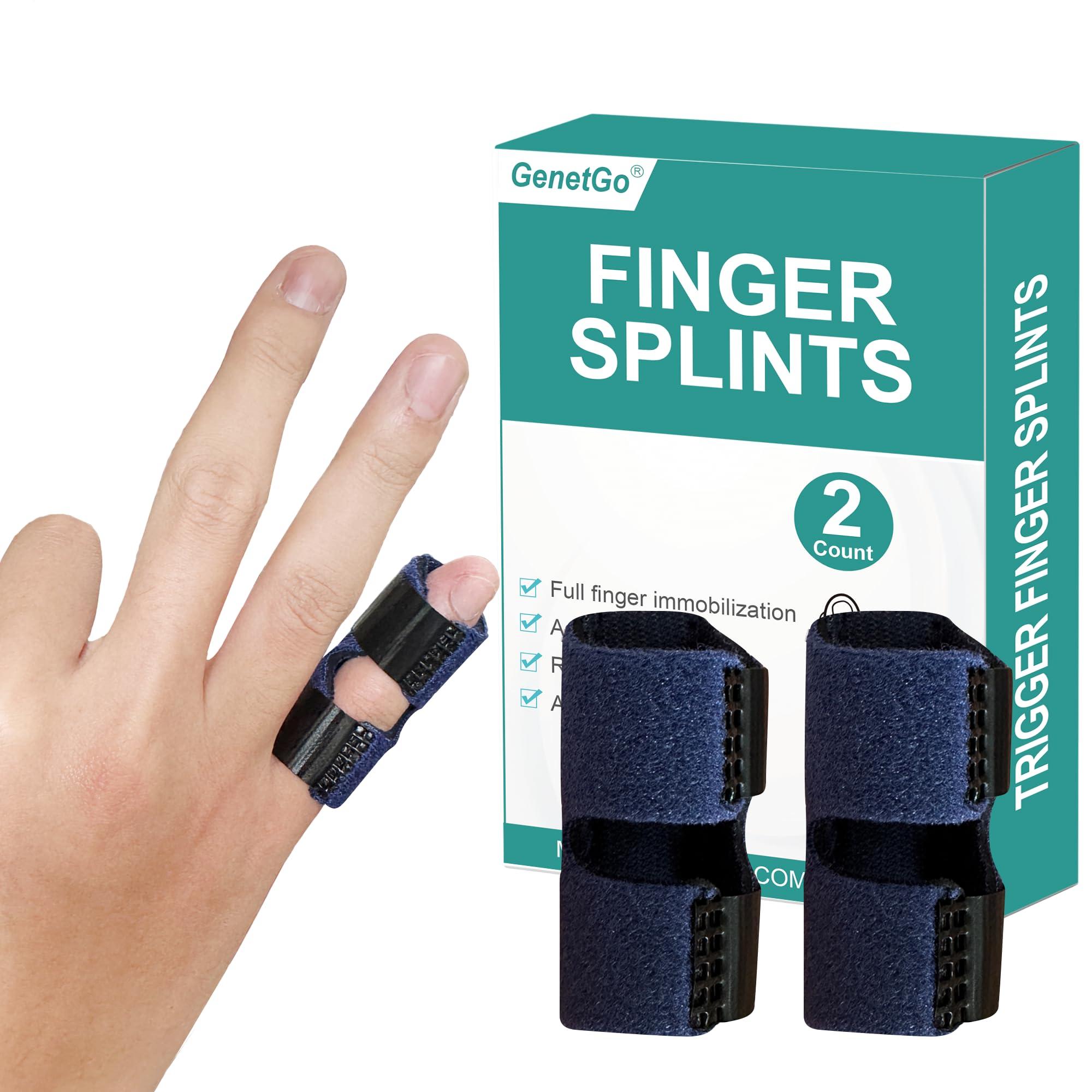 GenetGo GenetGo Little Pinky Finger Splint Brace for Trigger Mallet Finger Broken Finger, 2 Pack