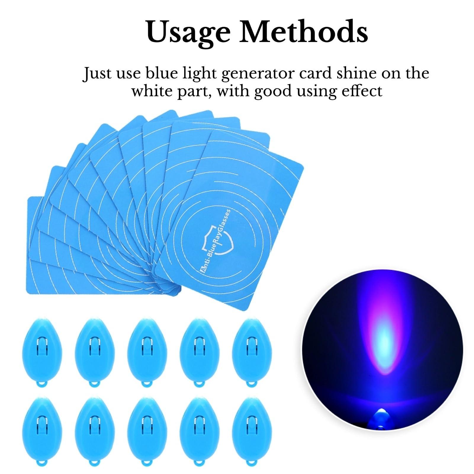 DAUERHAFT 10 Set Professional Anti-Blue Light Test Card,Including Anti-Blue Light Card and Blue Light Generator,The Blue Light More Strong,The Color Change More Deep,for Eyeglasses Test.
