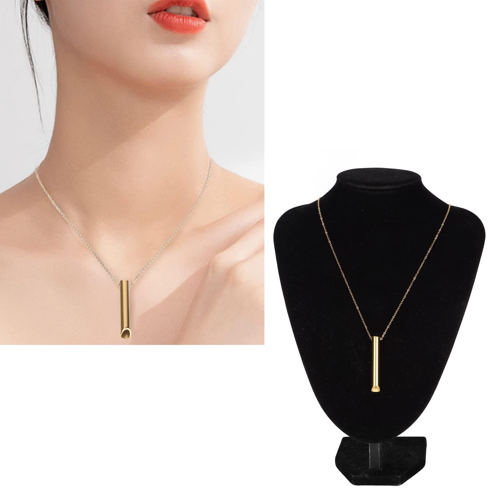 Folanda Anxiety Whistle Necklace, Stress Relief Mindful Breathing Necklace, Deep Breathing Tool for Anxiety Relief, Breathing Exercises, Meditation, Relaxation Calming Down, Slowing The Breath(3#)