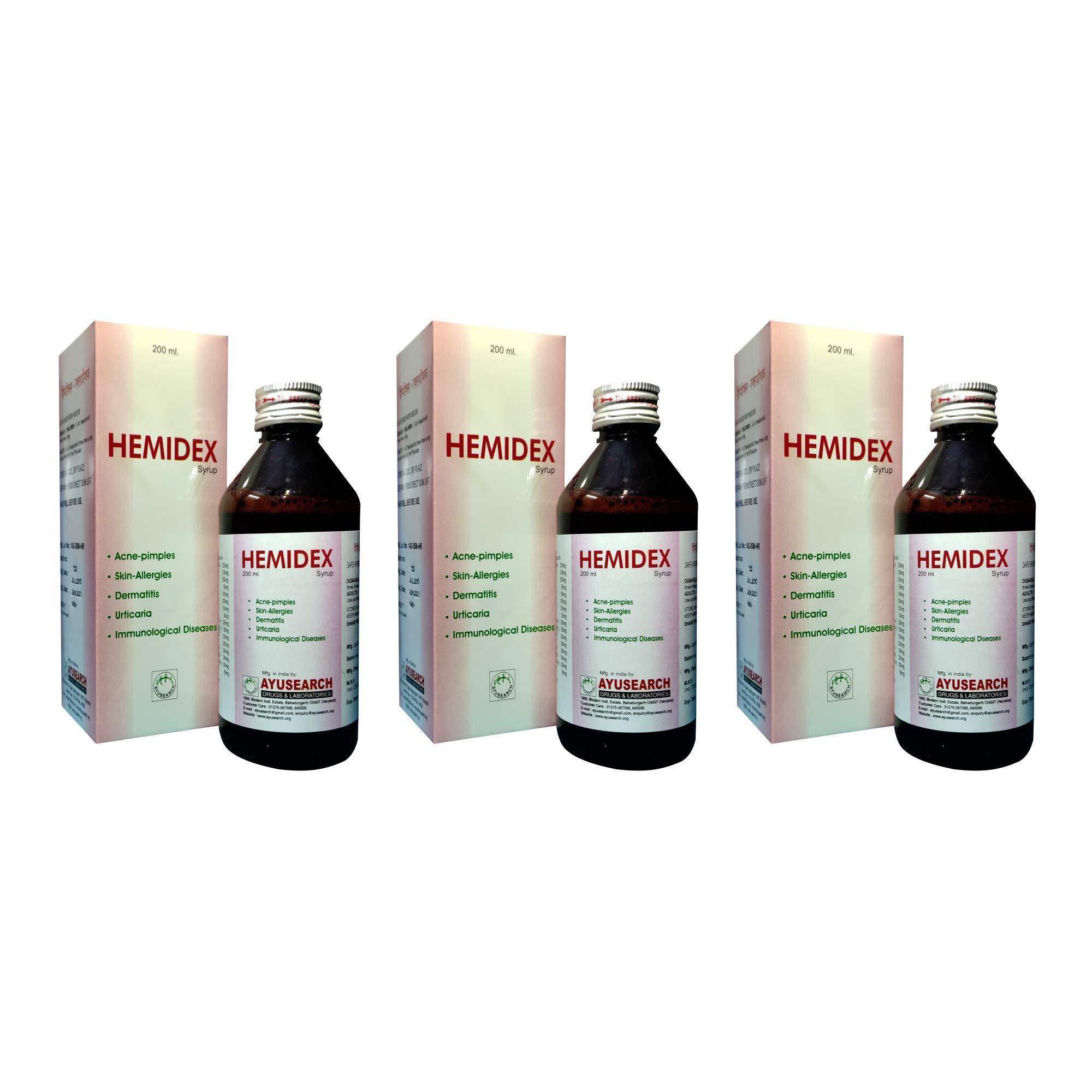 Ayusearch Ayusearch Hemidex Syrup Ayurvedic Blood Purifier Skin Wellness Body Detox 200 ML Each (Pack of 03)