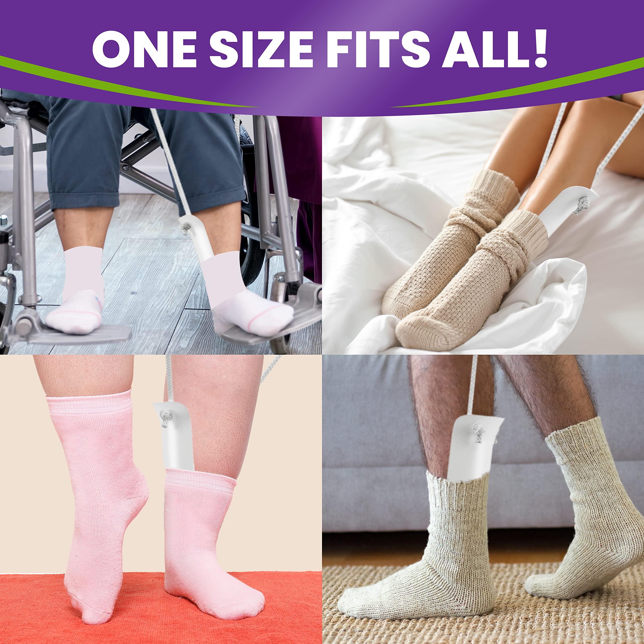 MARS Wellness Mars Wellness Deluxe Molded Sock Aid Donner - Foam Grip Handles - 31\" Adjustable Cords - Compression Sock Helper Stocking Slider - Elderly, Senior, Pregnant Diabetics - 1 Pack