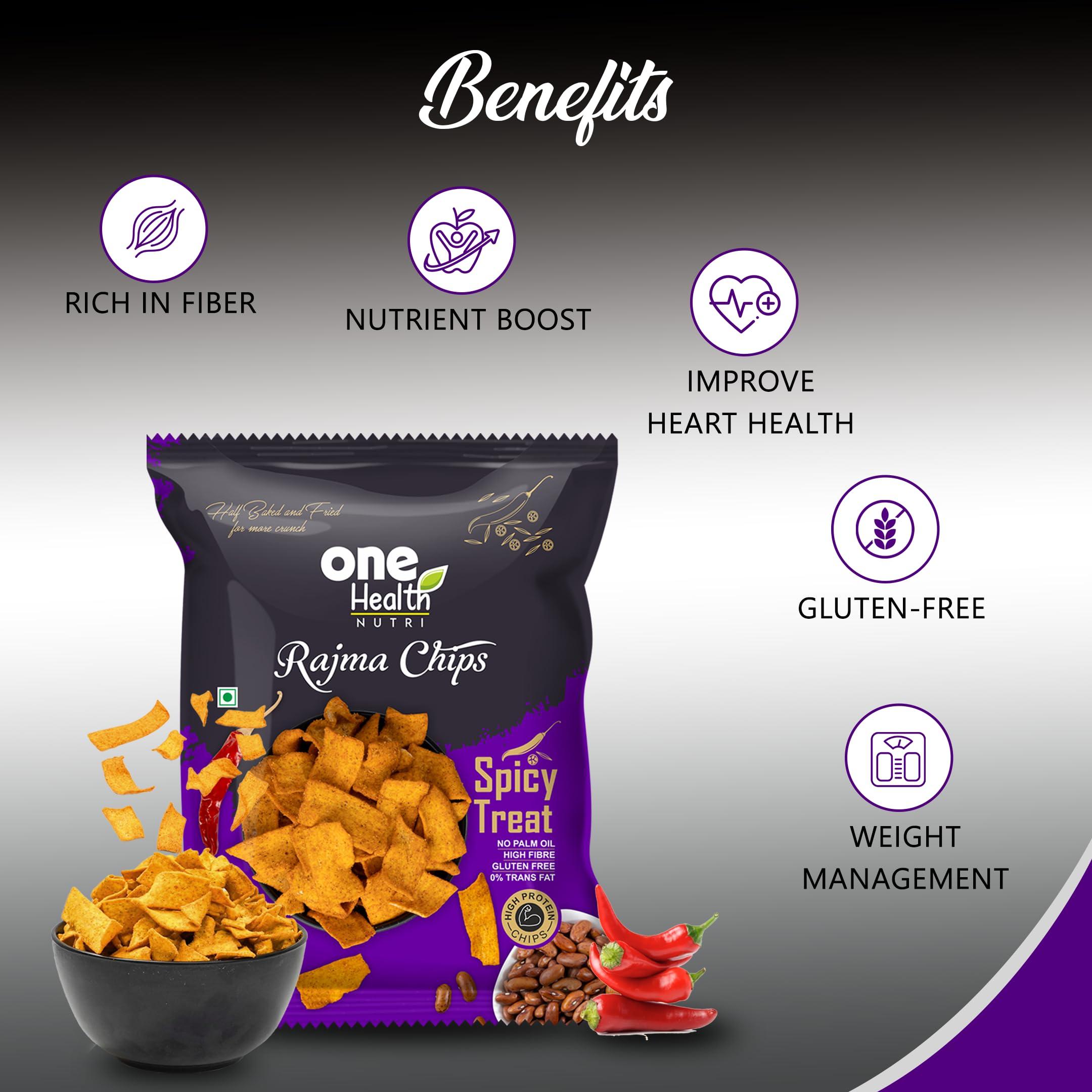 ONE HEALTH NUTRI ONE HEALTH NUTRI Spicy Treat Rajma Chips - 60 Gram each | Protein Rich | Fresh, Crispy and Crunchy Evening Snack (All Natural Ingredients) (Pack of 1)