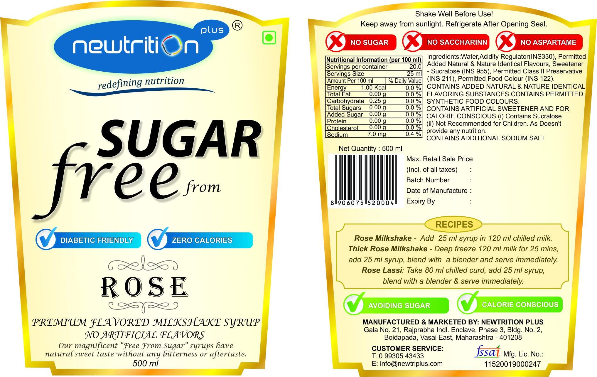 newtrition plus redefining nutrition Newtrition Plus Redefining Nutrition Sugar Free Rose Milkshake Mixer Syrup (Pack of 2) | Sugar Free | Zero Calories | Zero Carbs | Vegan | Gluten Free