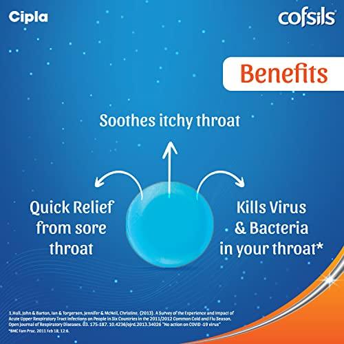 Cipla Cipla Cofsils Lozenges (200 Count) | Fresh Mint Flavour | Quick Relief from Sore Throat, Itchy Throat and Scratchy Throat (10 x 20 Strips)
