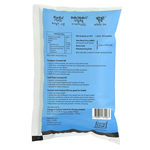 Cocoguru Cocoguru Cold Pressed Coconut Oil - Pouch 1 Litre