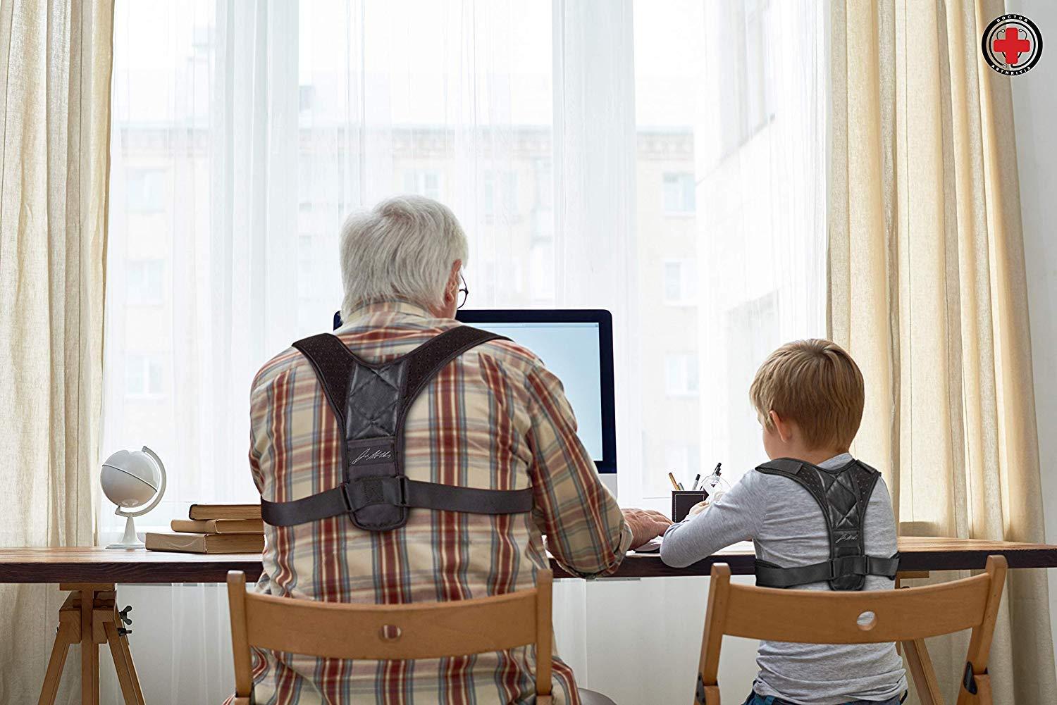 Dr. Arthritis Doctor Developed Posture Support/Posture Correct/Stabilizer/Back Brace & Doctor Written Handbook - Fully Adjustable for Upper & Lower Back Pain & Support. Suitable for Men & Women (Medium)