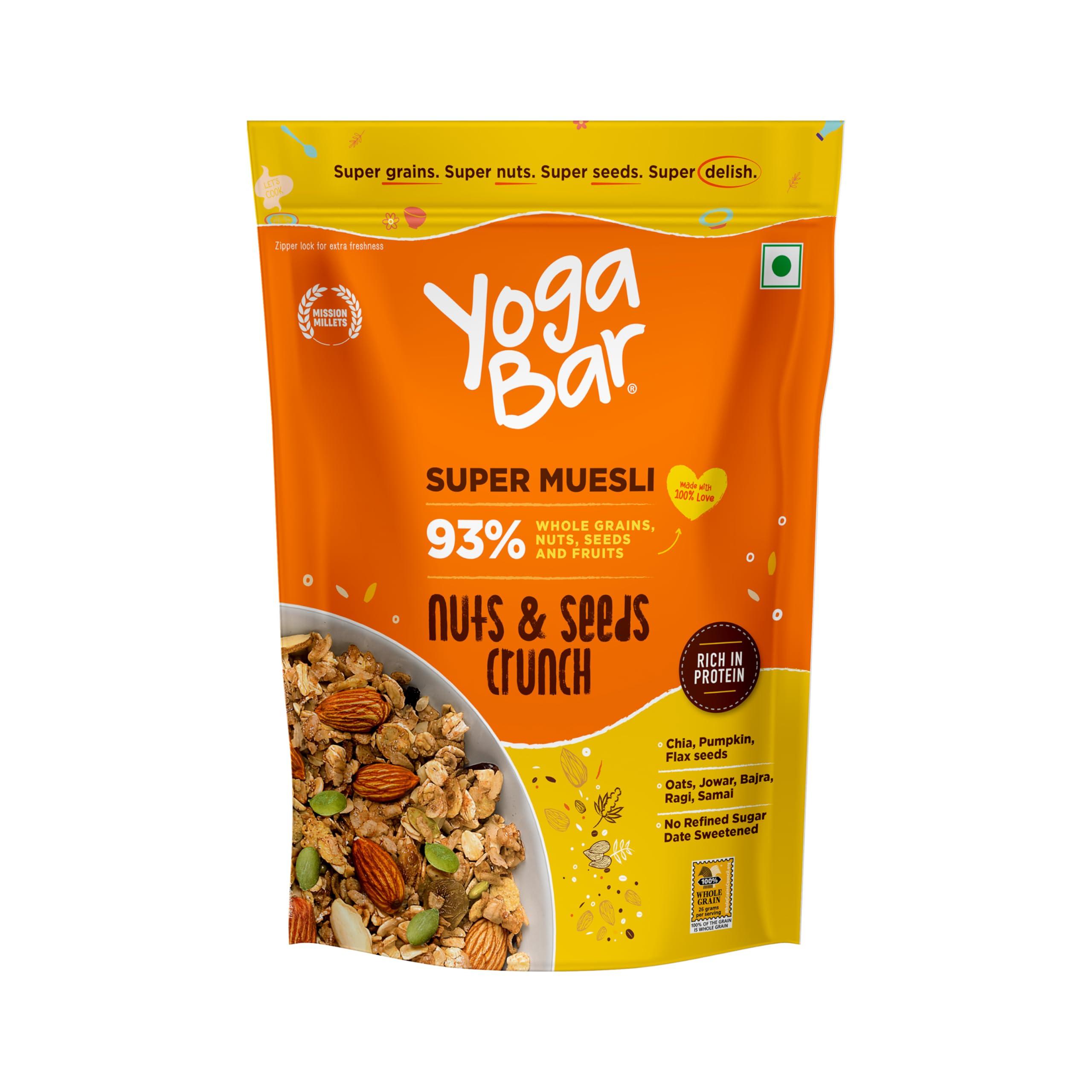 Yogabar Yogabar Nuts & Seeds Crunch Muesli, Super Save Pack, Wholegrain Breakfast, High Fiber Pouch (400 G)