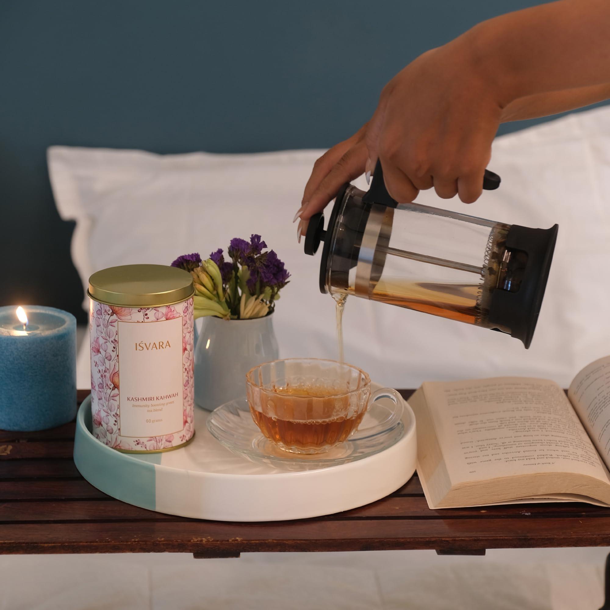 ISVARA ISVARA Green Tea - Kashmiri Kahwah Mix of Rose, Kashmiri Saffron with Cinnamon & Cardamom, Ultimate immunity booster 40gm