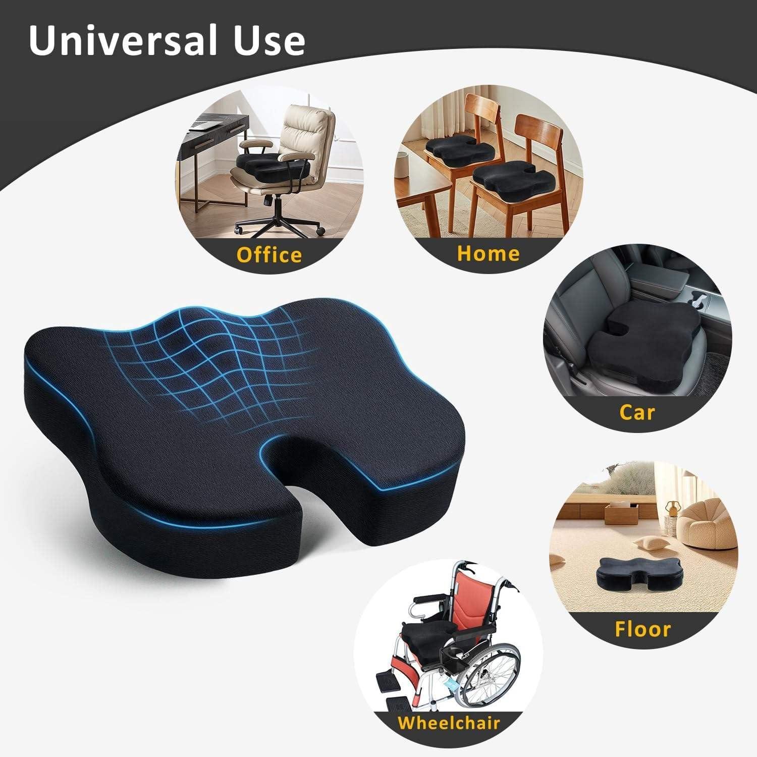 SARTE SARTE Car Seat Cushion Thigh Support for Car Seat Long & Comfortable Drive U-Cut Out Seat Cushion for Car Driving Seat Memory Foam Chair Cushions for Office Chair & Wheelchair (L-Size, Mesh Black)