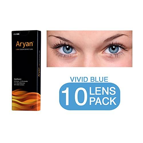 Generic Aryan One Day Disposable Color Contact Lenses with Ultimate Quality Hioxifilcon A, Daily Use Zero Power Lens for Men and Women - Salted Blue (Pack of 5)