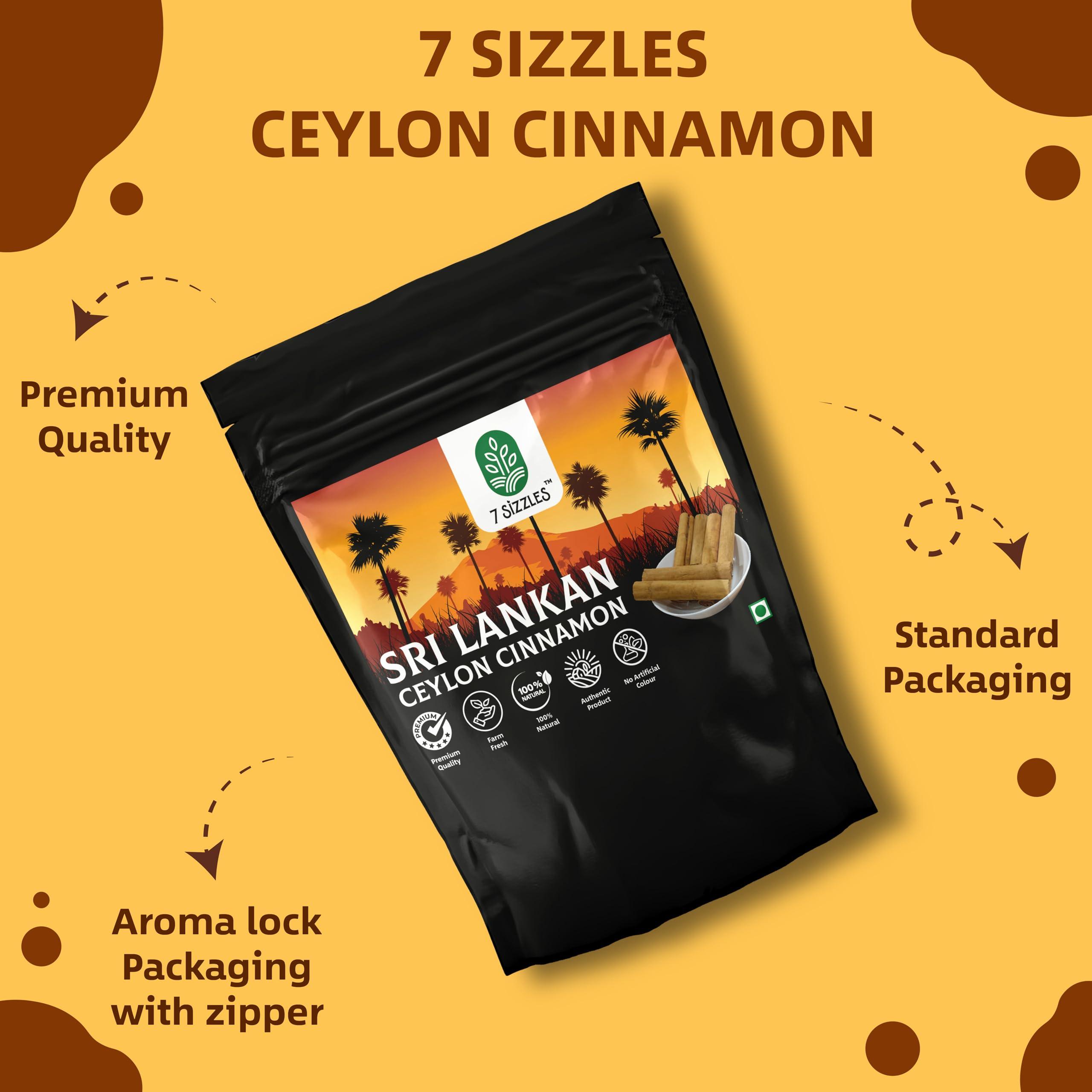 7 Sizzles 7 Sizzles SriLankan Ceylon Cinnamon Stick/Dalchini Sticks/Fresh True Cinnamon Quills (Cinnamomum verum) (2x250 Gm) (500 Gm)
