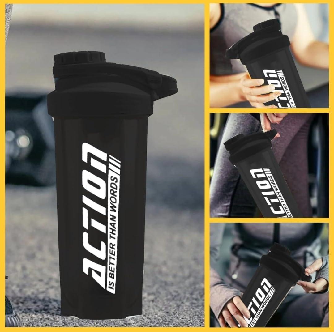 ELLEGIANT ELLEGIANT Gym Shaker Bottle for Protein Shake | Combo Pack with Portable Protein Powder Container | Supplement Powder Carrying Funnel with carbiner Key Chain |Combo Pack of 2 | 700 ML