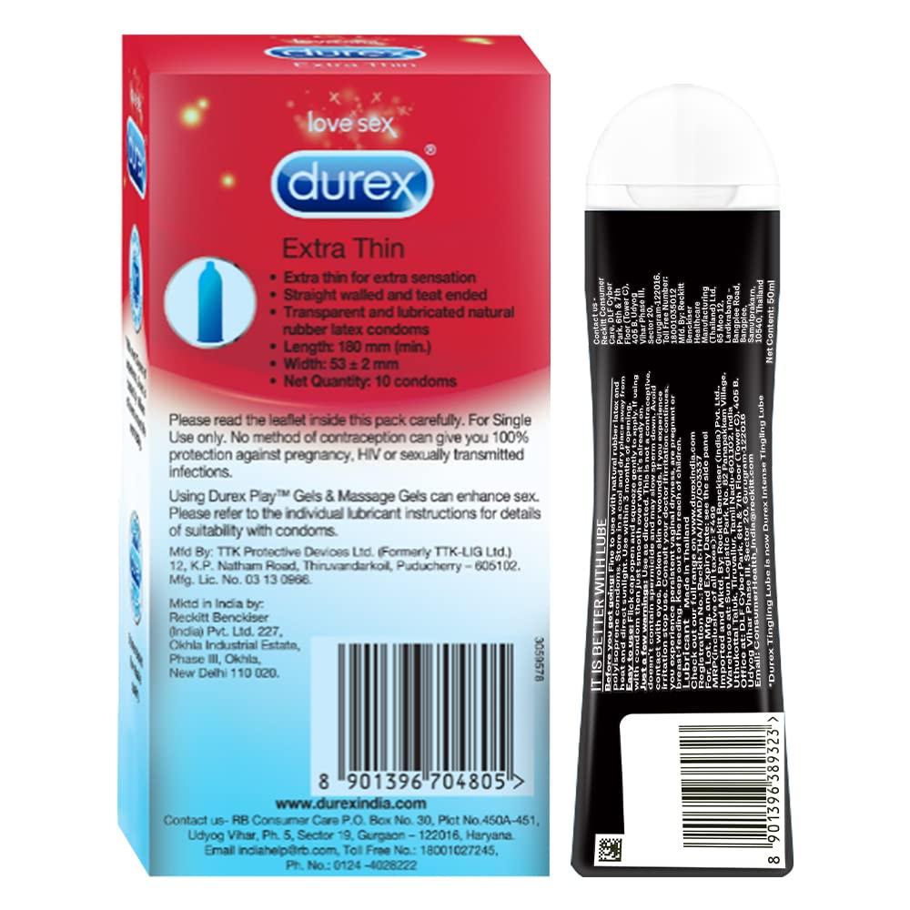 Durex Durex Pleasure Packs (Intense Tingling Lube 50Ml, Extra Thin 10S)