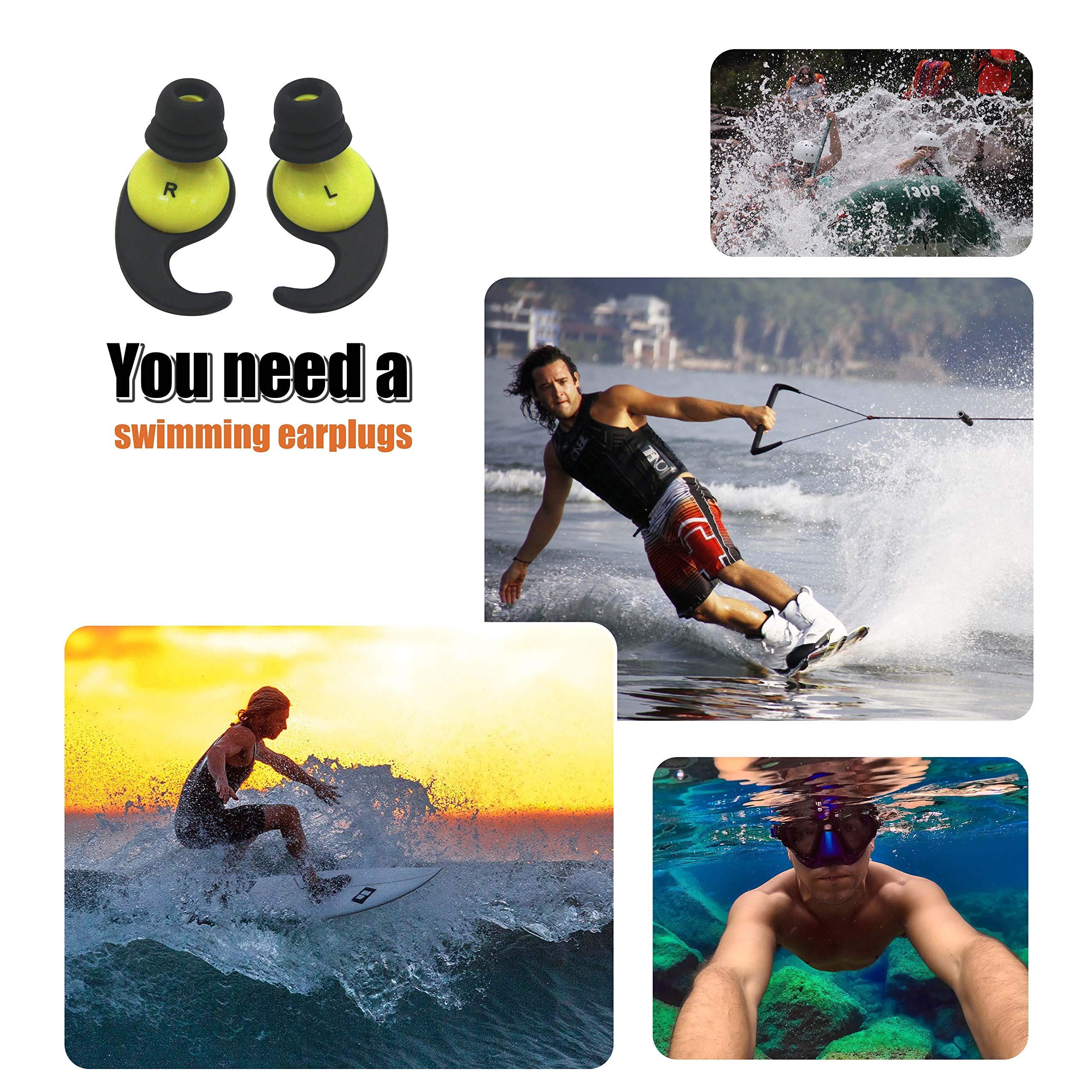Oken (Green) - Oken Swimming Earplugs Audible Ear Plugs for Swimming, Surfing, Diving and Water Sports