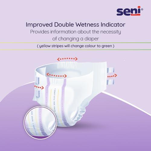 Seni Super Seni Plus breathable tape style adult diapers | double wetness indicator | premium fasteners | latex free | ultra absorbent | odour stop | dermatologically tested | side leakage protection |size large | waist size 39\" - 59\" (100 cm - 150 cm) 