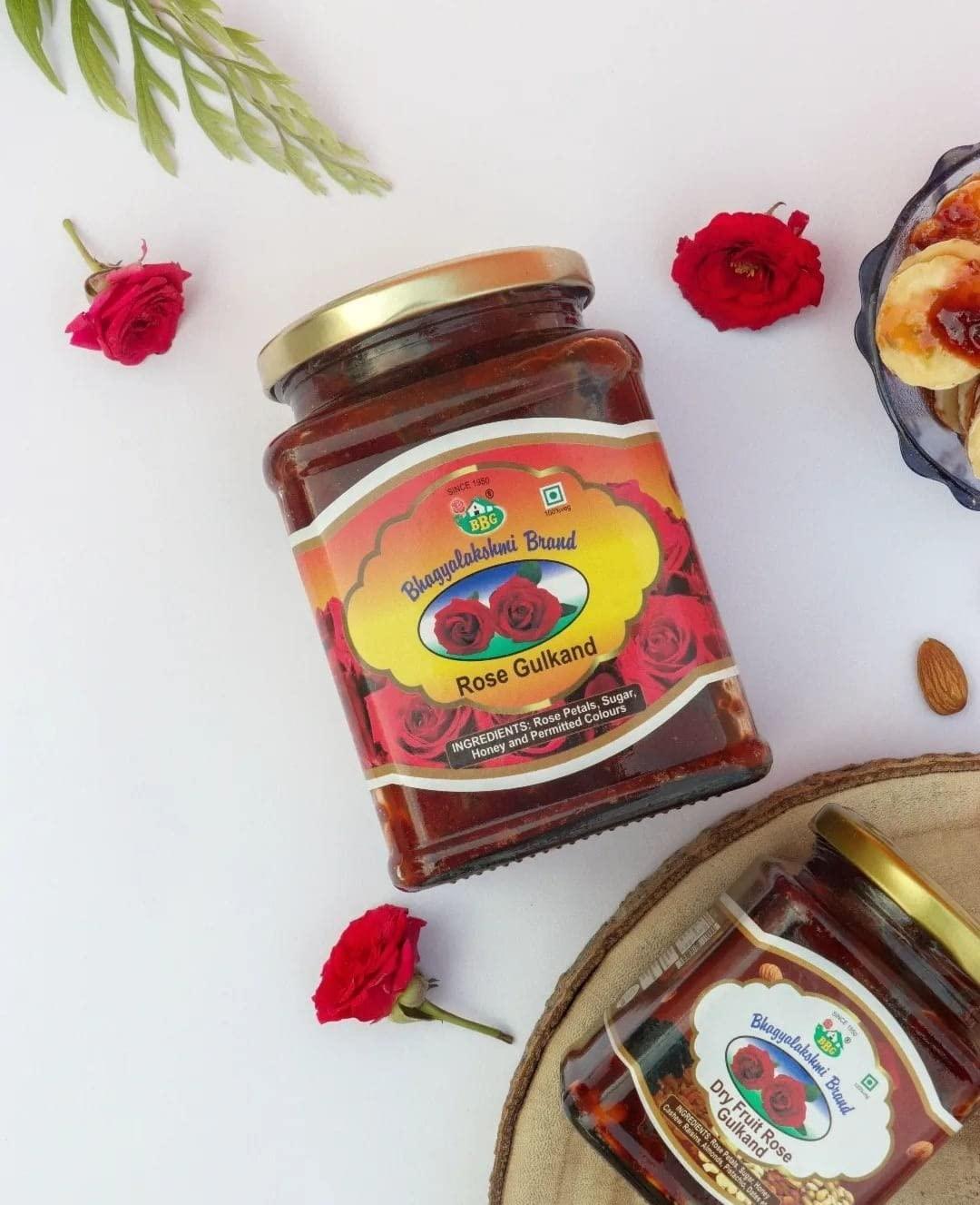 Bhagyalakshmi Brand Gulkand Malleshwaram Bhagyalakshmi Rose Gulkand Karnataka Special (500 gram, Dry Fruit Rose Gulkand)