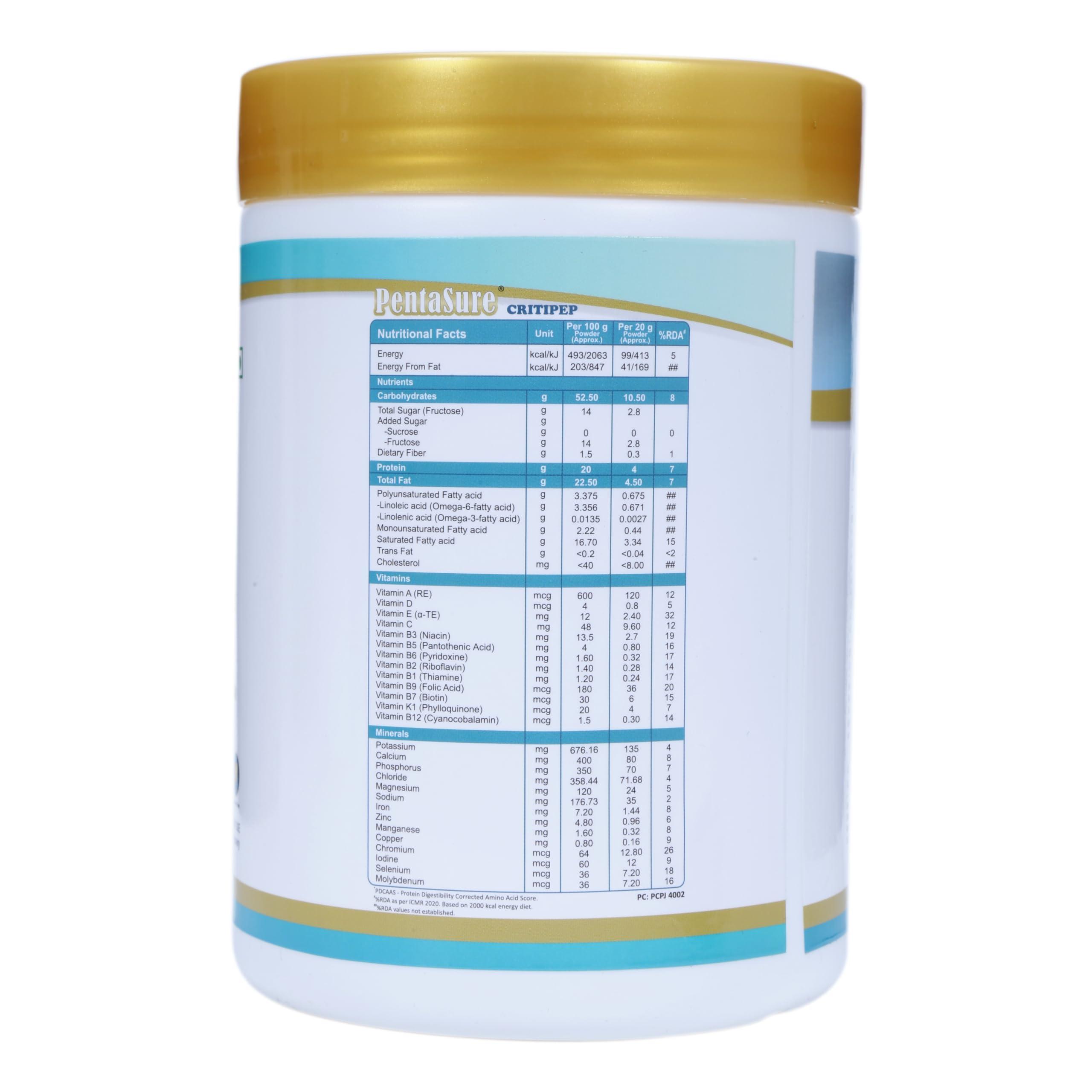 Pentasure PENTASURE CRITIPEP Peptide Diet - Creamy Vanilla Flavour 400 grams